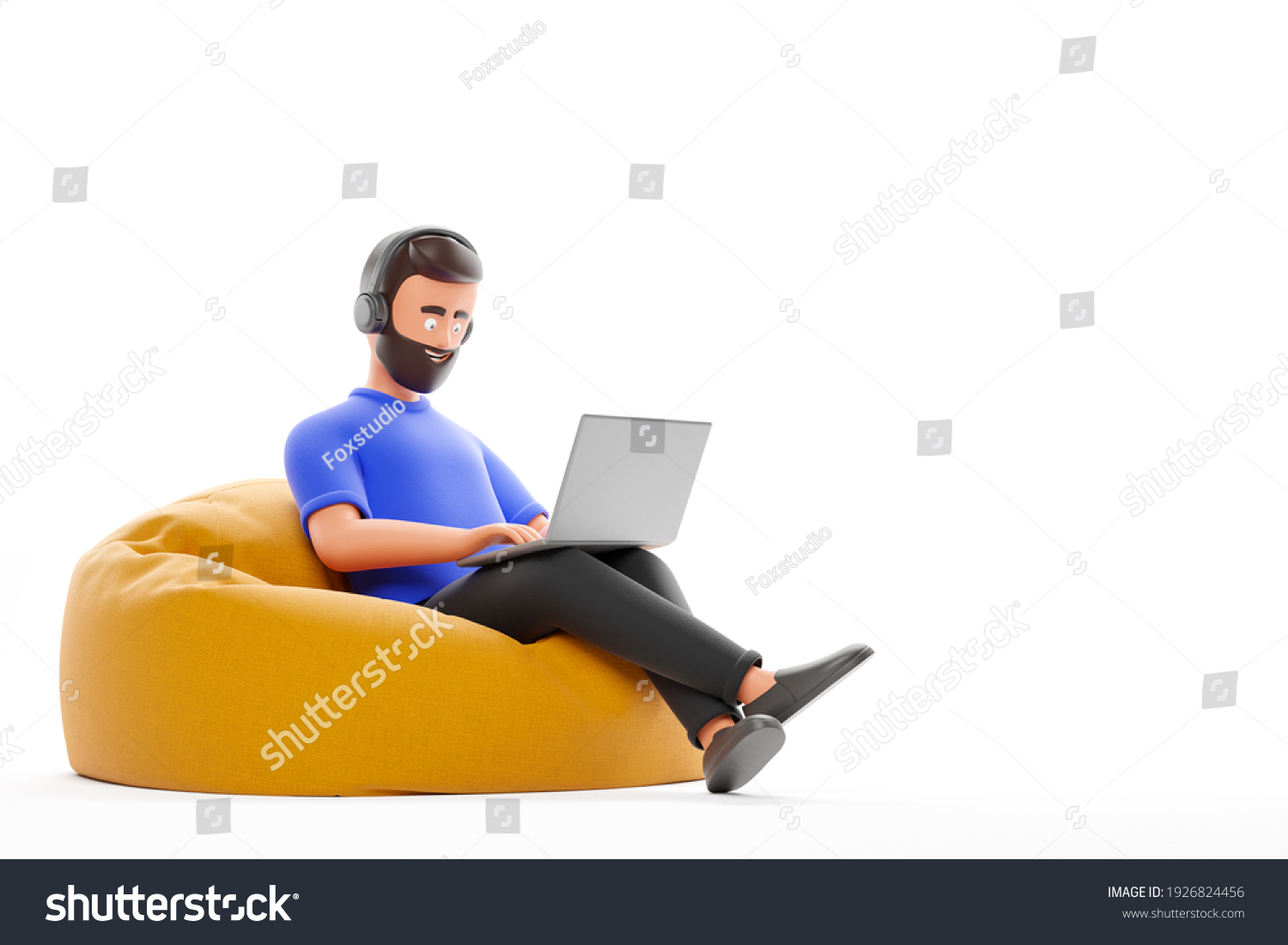 Happy Beard Cartoon Character Man Blue Stock Illustration 1926824456 ...