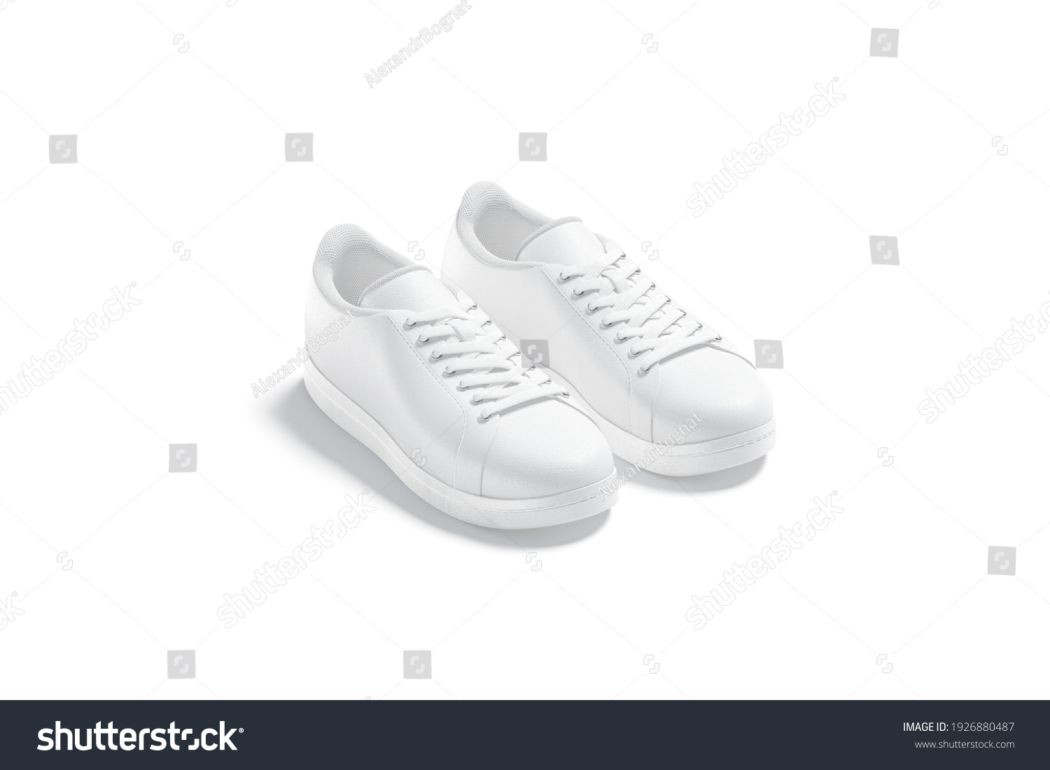 Blank White Leather Sneakers Lace Mockup Stock Illustration 1926880487 ...