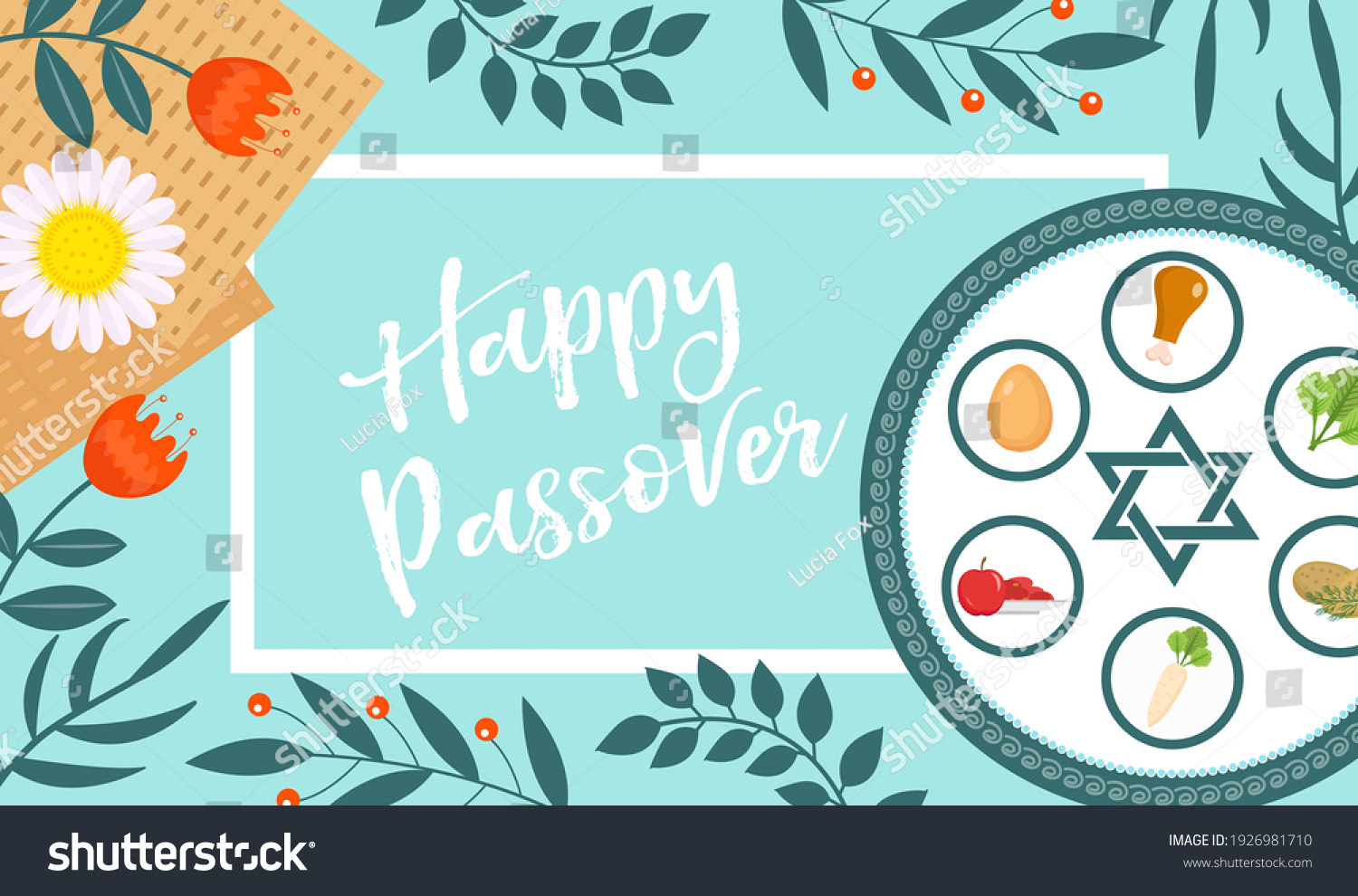 Passover Greeting Card Poster Invitation Flyer Stock Vector (Royalty ...