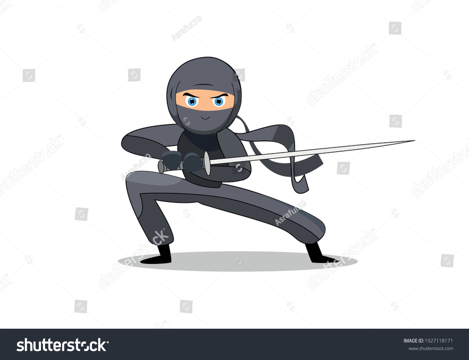 Ninja Warrior Cartoon Vector Illustration Ninja Stock Vector (Royalty ...