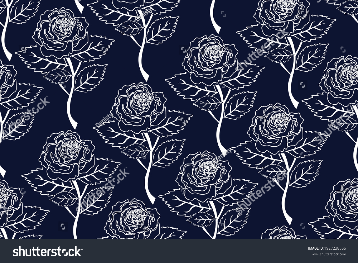 Seamless Pattern Rose Flower Vector Illustration Stock Vector (Royalty ...