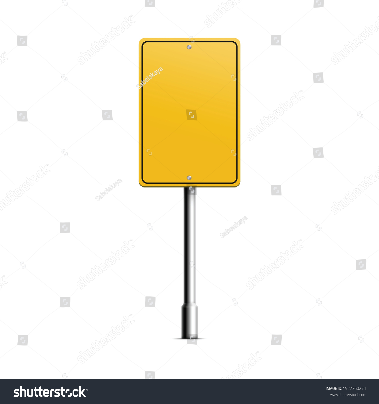 Yellow Rectangle Road Sign Mockup Street Stock Vector Royalty Free