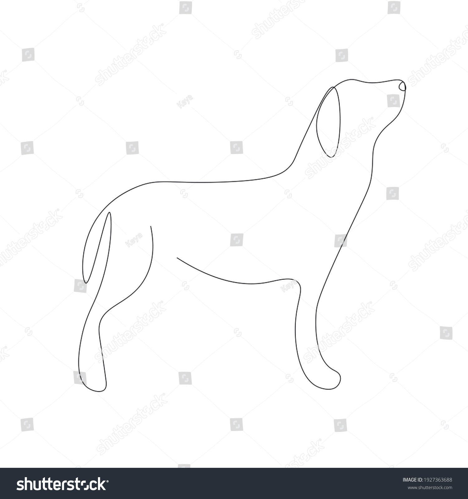 Dog Silhouette Line Draw Vector Illustration Stock Vector (Royalty Free ...