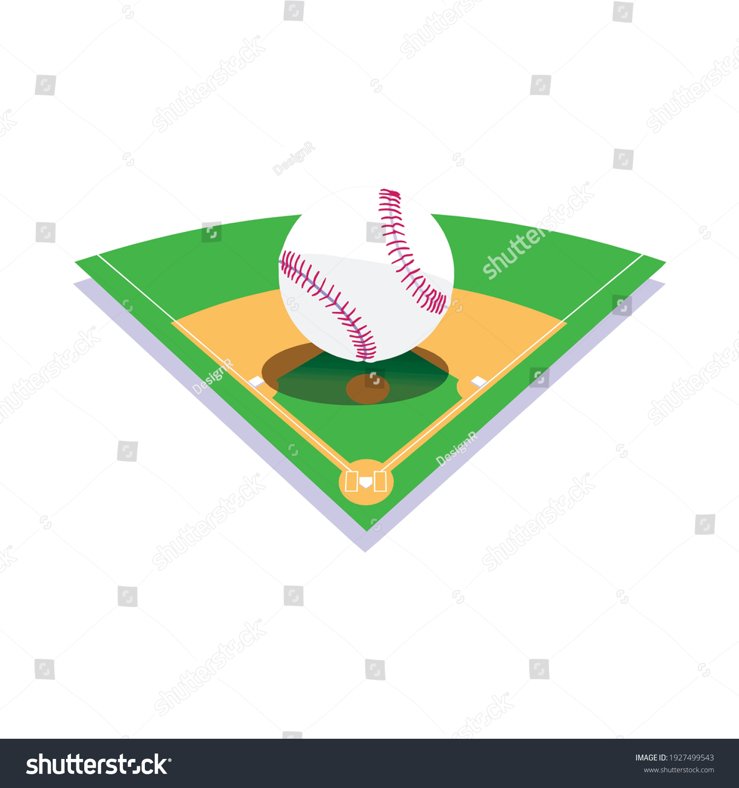 Vector Illustration Baseball Field Bat Ball Stock Vector (Royalty Free ...