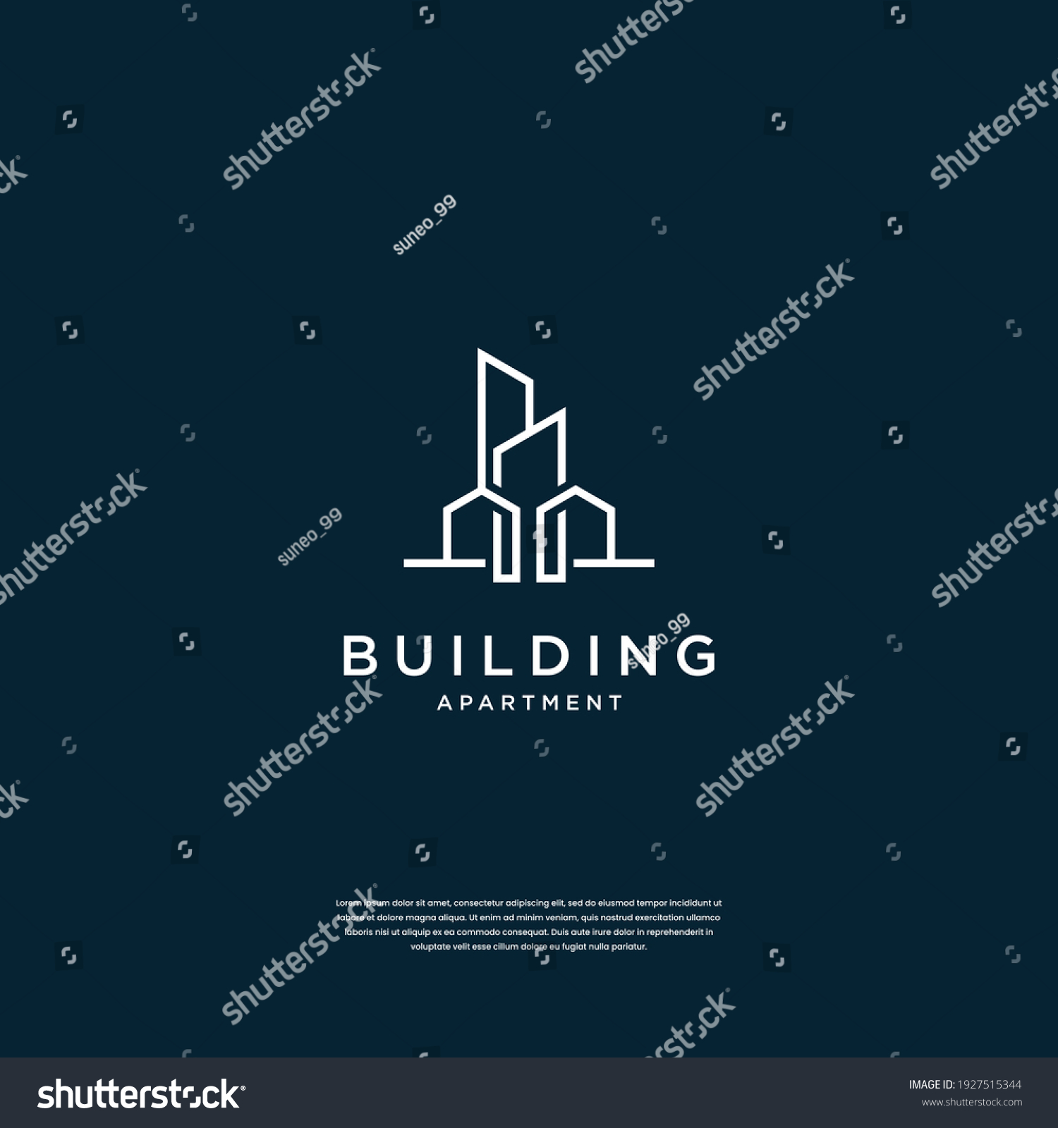 Building Logo Design Line Art Style Stock Vector (Royalty Free ...