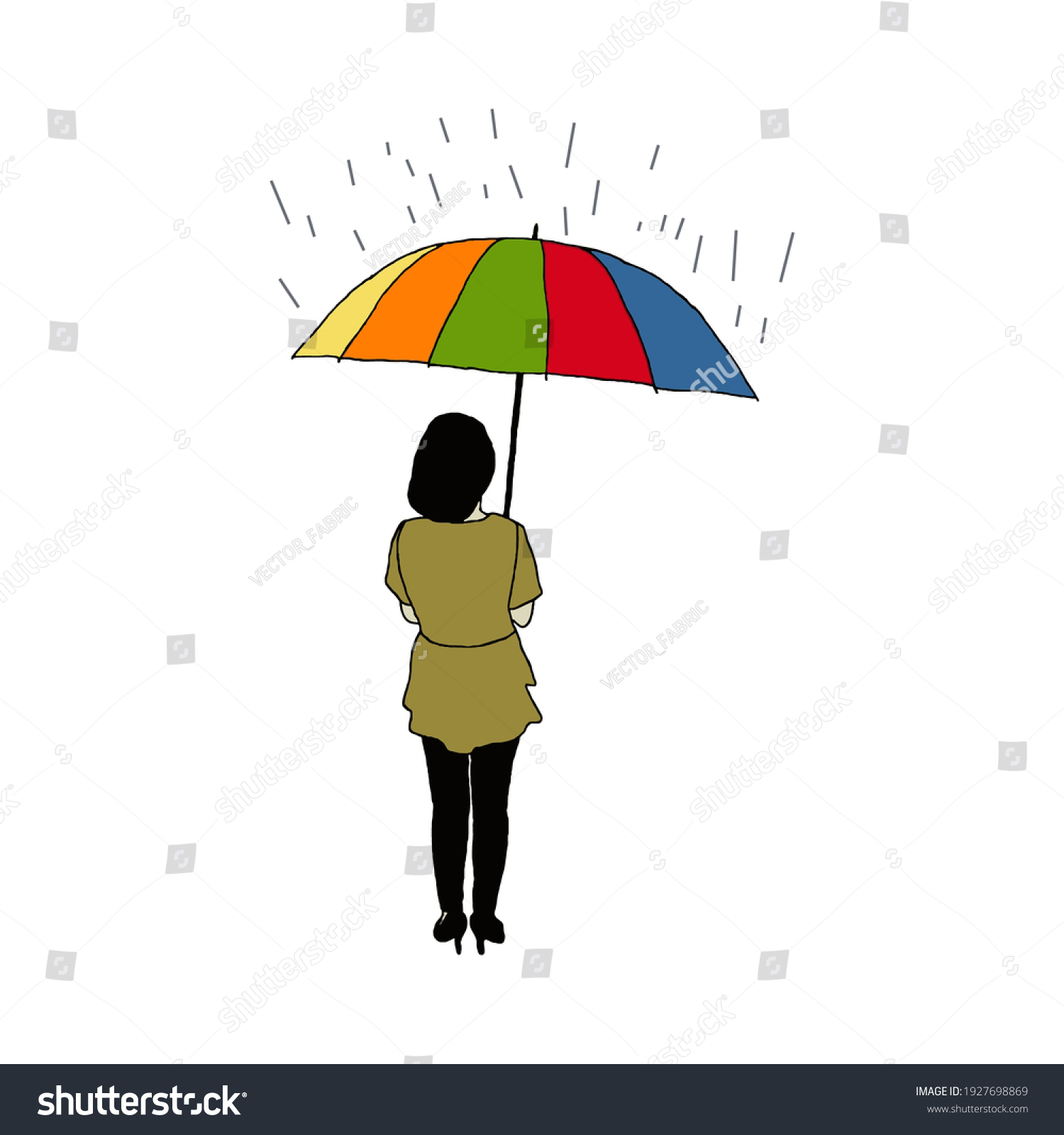 Girl Umbrella Person People Rain Weather Stock Vector (royalty Free 