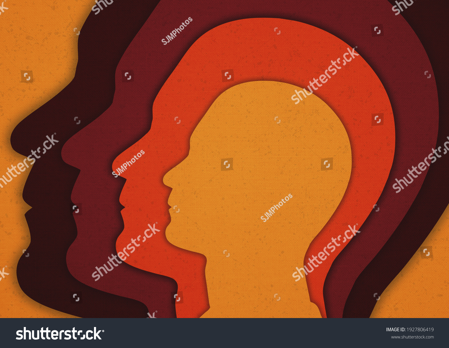 Concentric Gender Neutral Human Head Silhouettes Stock Illustration ...