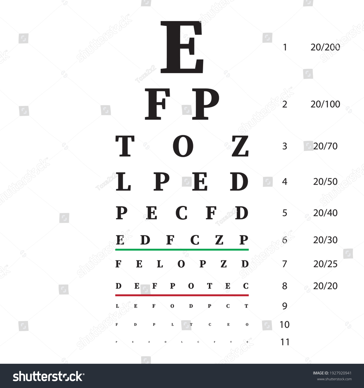 Eye Test Chart Poster Vision Exam Stock Vector (Royalty Free ...