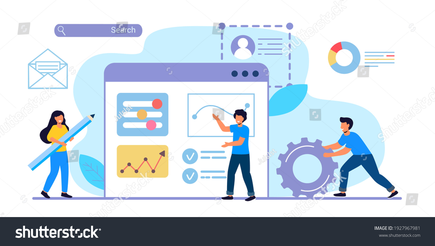 Building Website Project Programming Homepage Process Stock Vector ...
