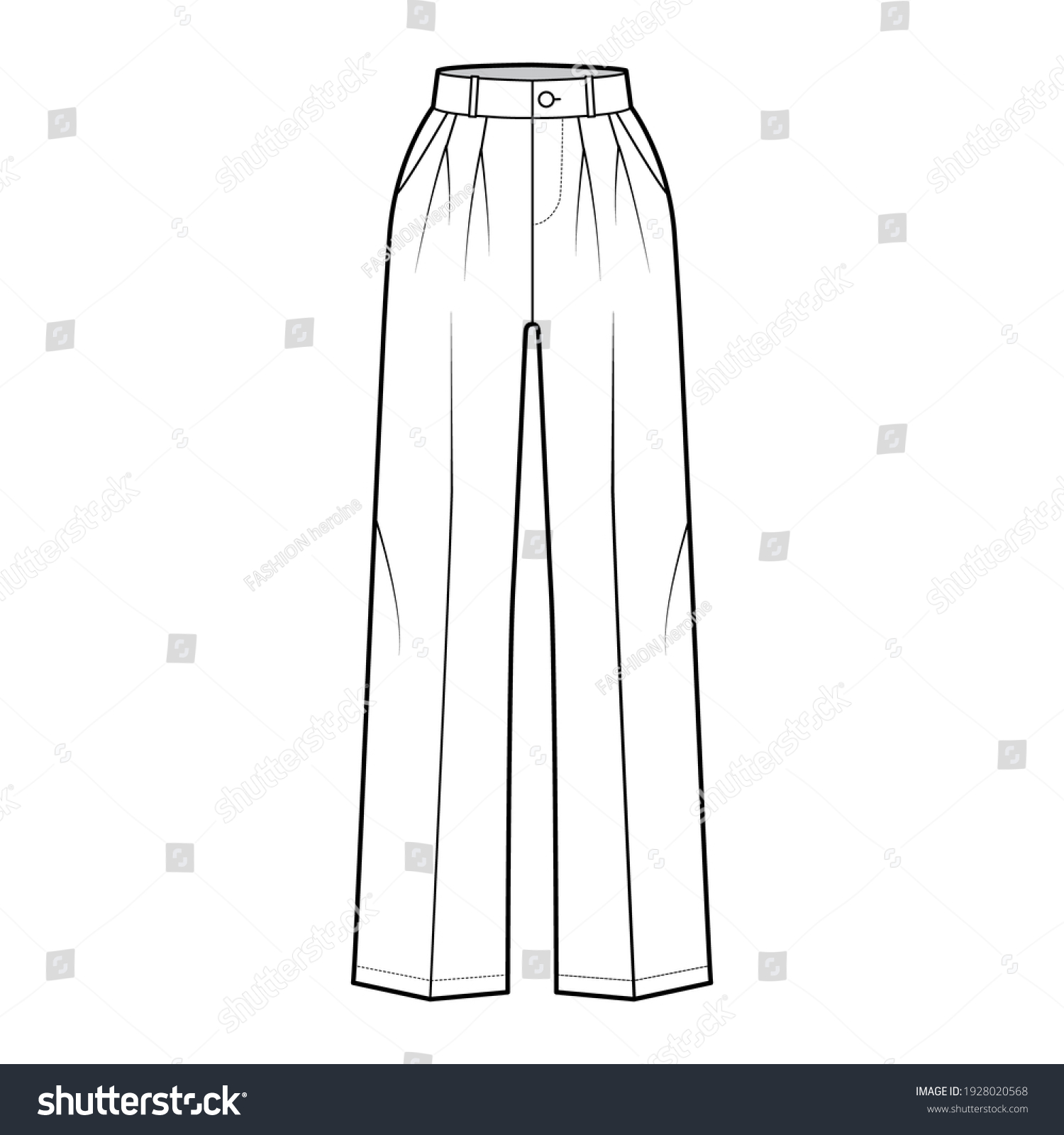 Pants Tailored Technical Fashion Illustration Extended Stock Vector ...