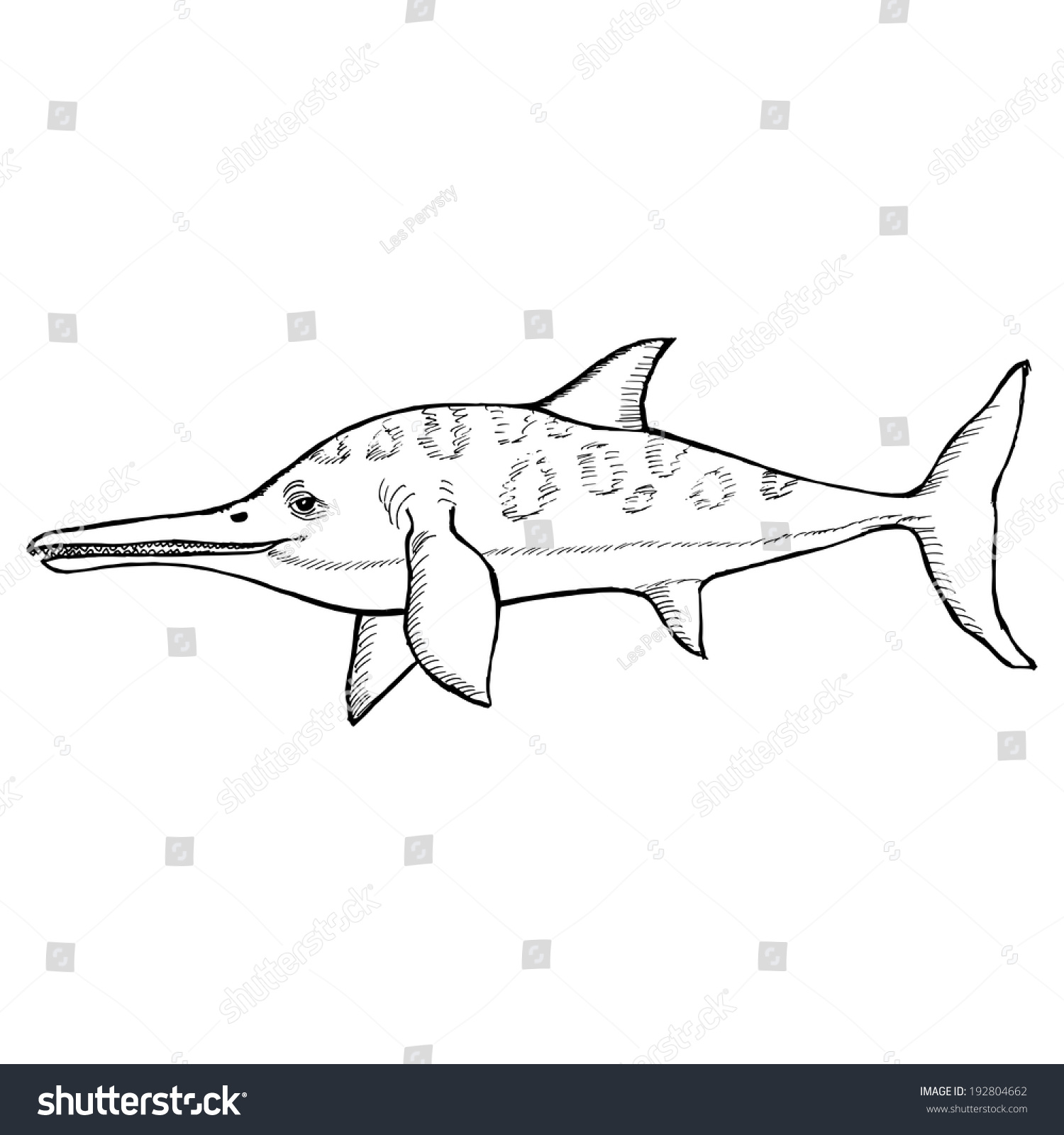 Hand Drawn Vector Sketch Illustration Ichthyosaurus Stock Vector ...