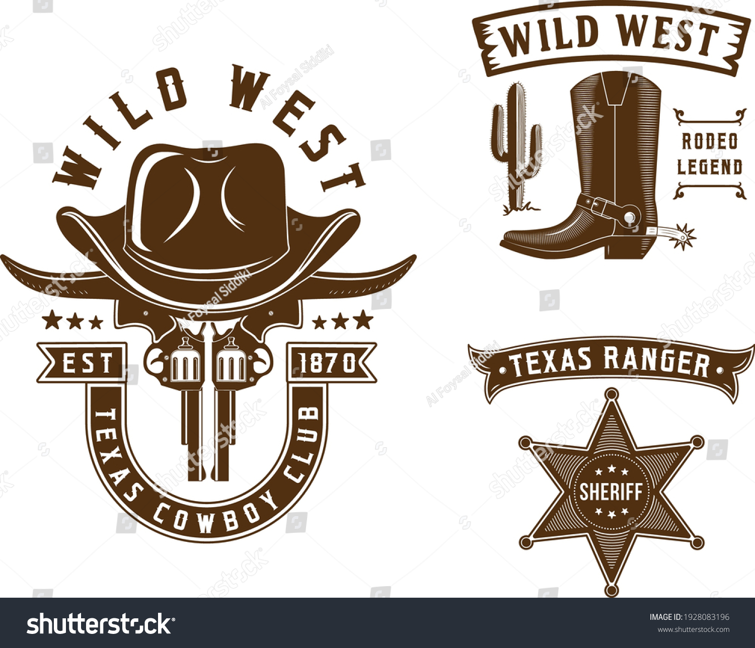 Wild West Cowboy Texas Ranger Sharif Stock Vector (Royalty Free ...