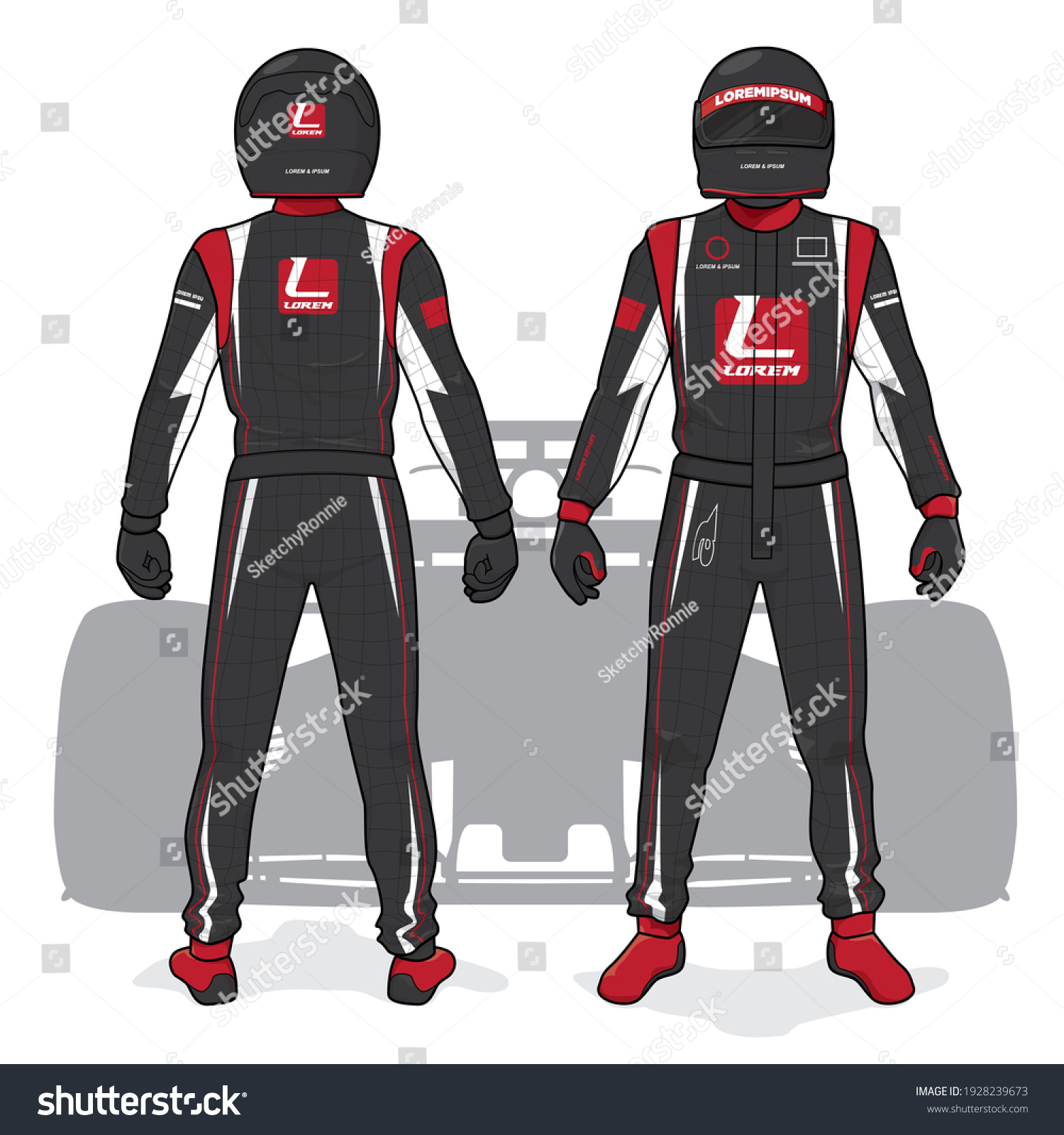 Racing Driver Uniform Template Mockup Design Stock Vector (Royalty Free ...