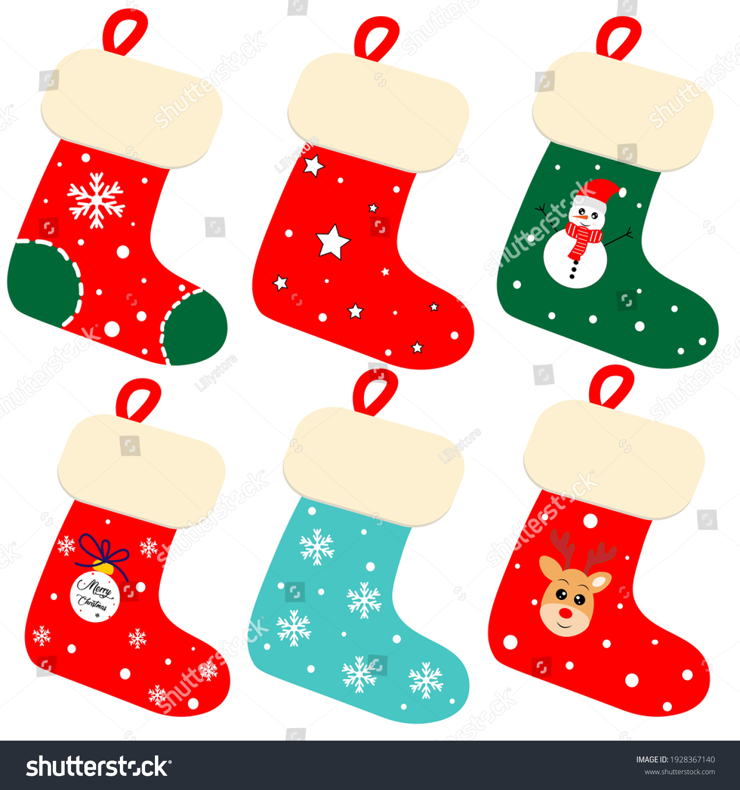 Cute Christmas Socks Illustration Vector Stock Vector (Royalty Free