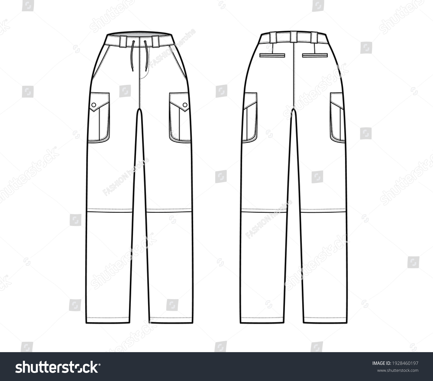 Set Zipoff Convertible Pants Technical Fashion Stock Vector (Royalty ...