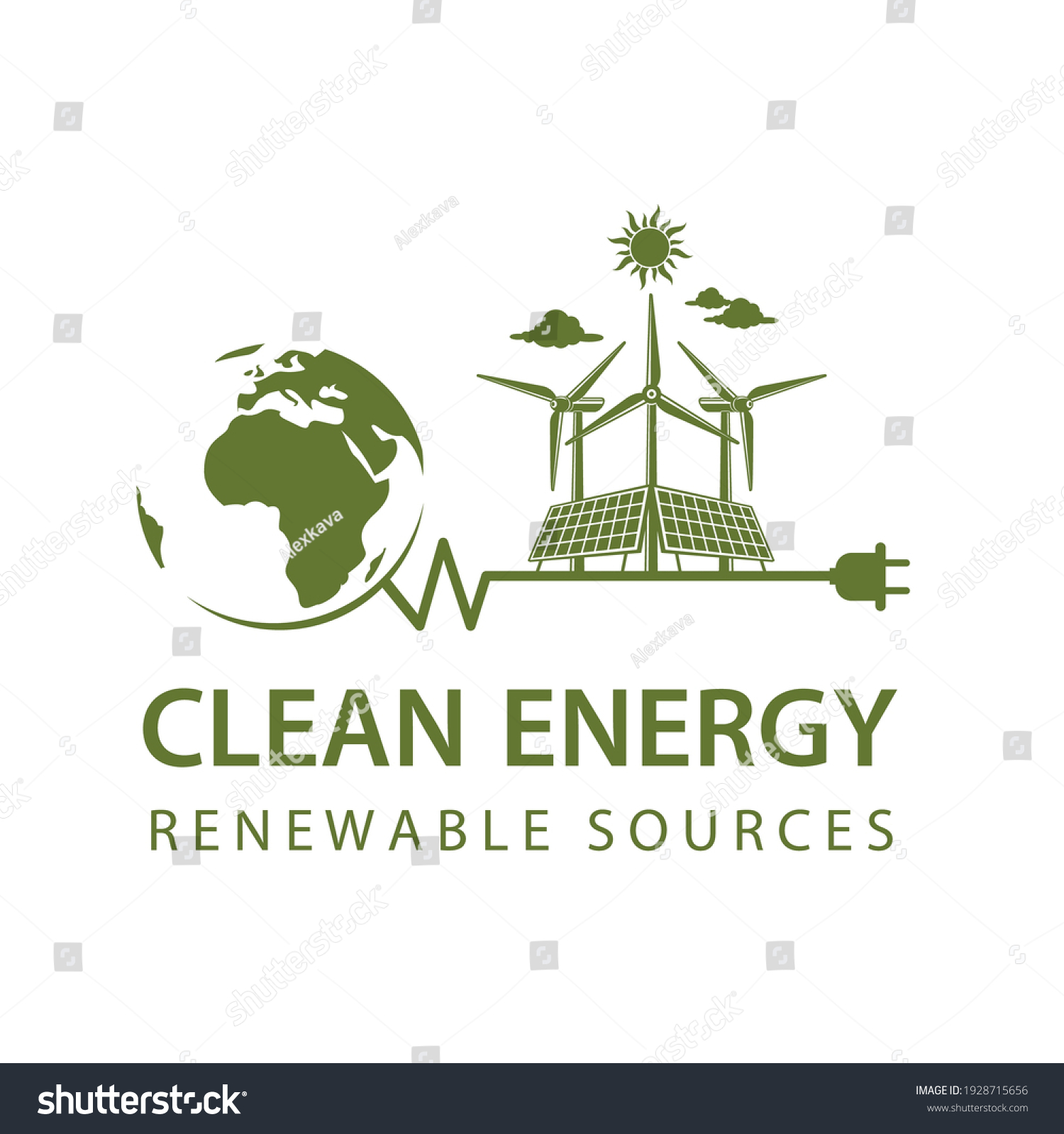 Renewable Energy Icon Wind Turbine Solar Stock Vector (Royalty Free ...