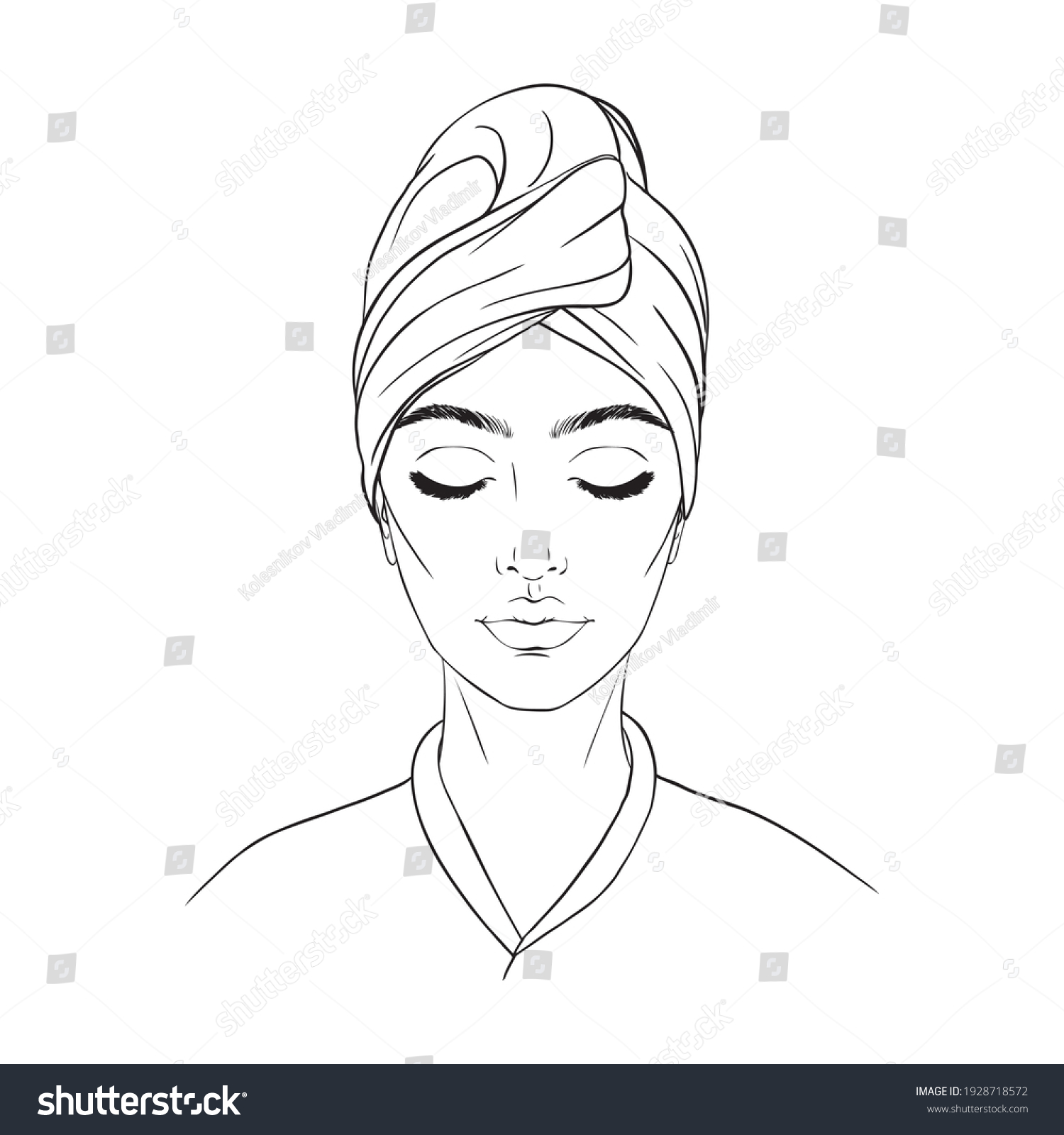 Illustration Beautiful Girl After Shower Towel Stock Vector (Royalty ...