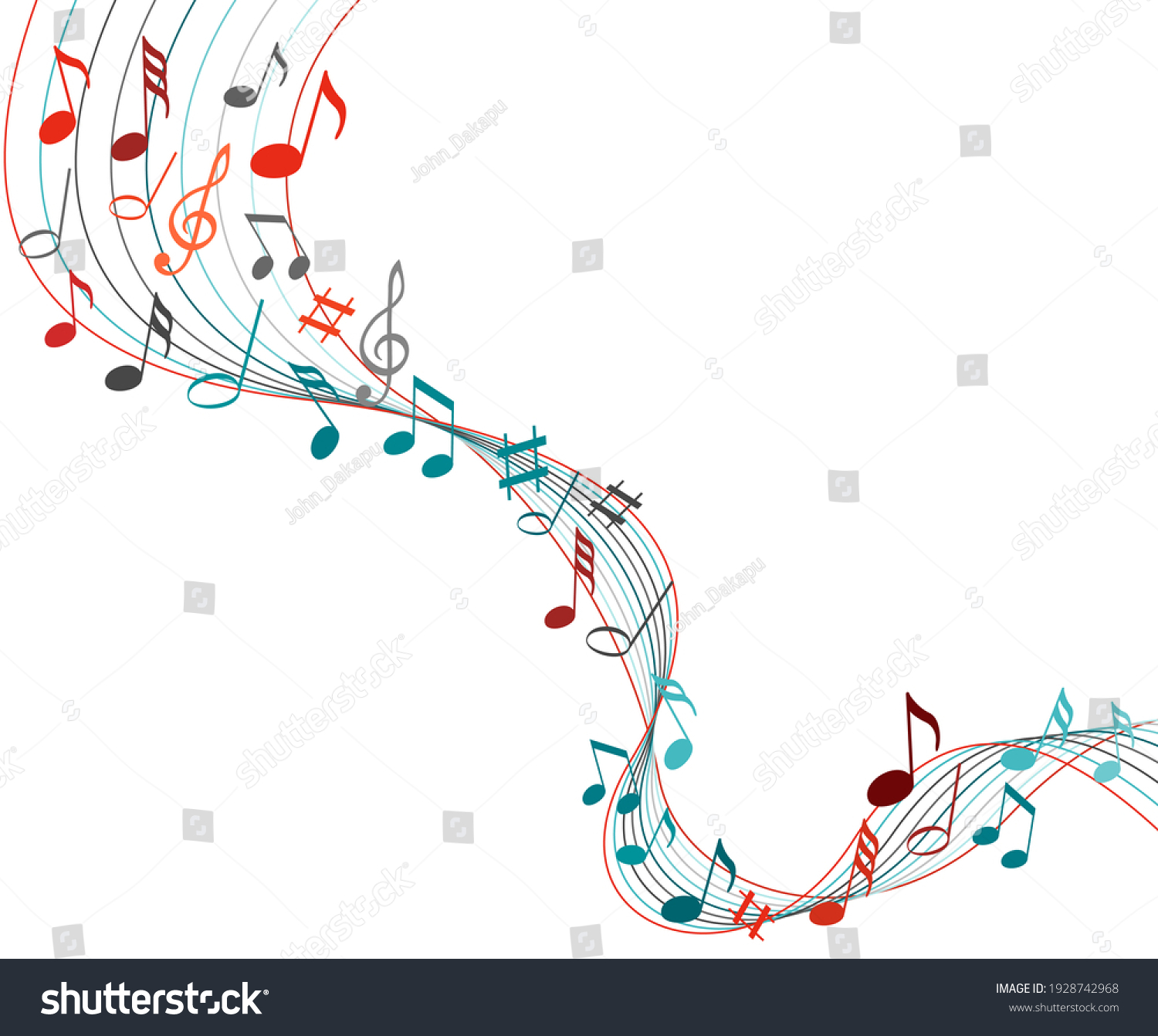 Colorfull Music Notes On Solide White Stock Illustration 1928742968 ...