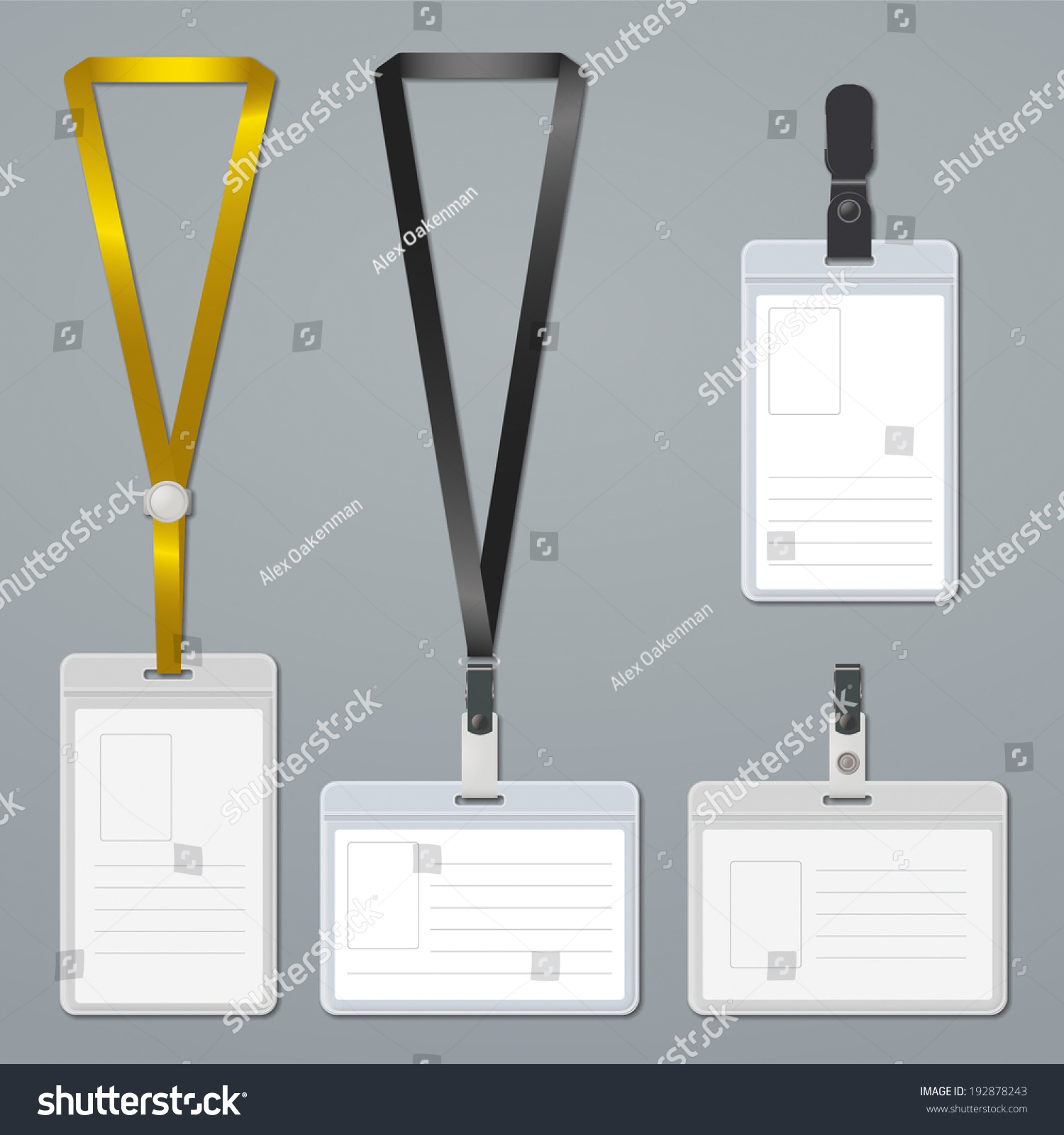 Badge Clip Lanyard Templates Stock Vector (Royalty Free) 192878243 ...