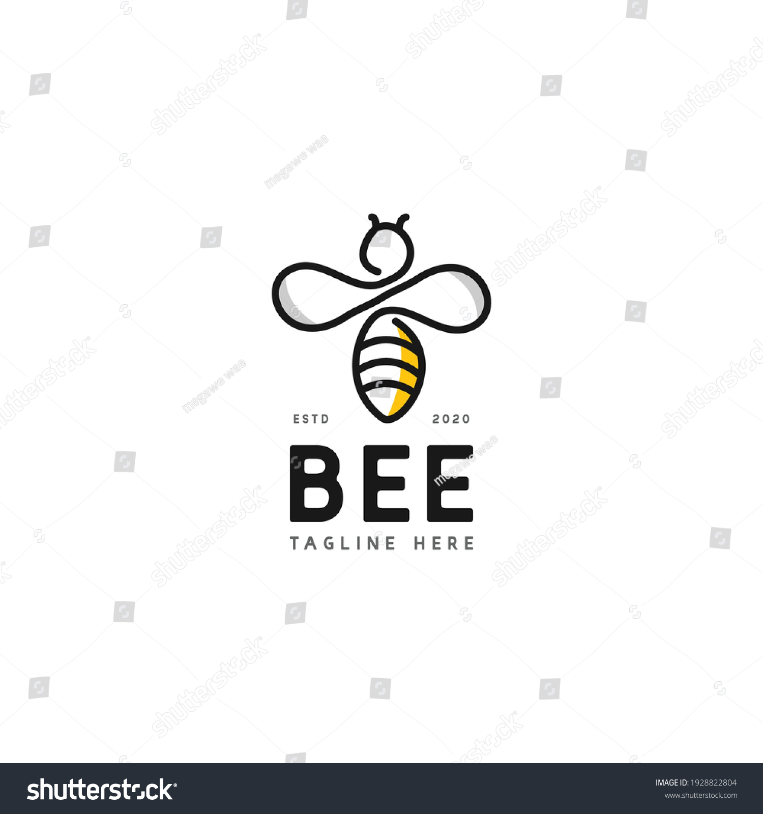 Bee Honey Logo Design Concept Stock Vector (Royalty Free) 1928822804 ...