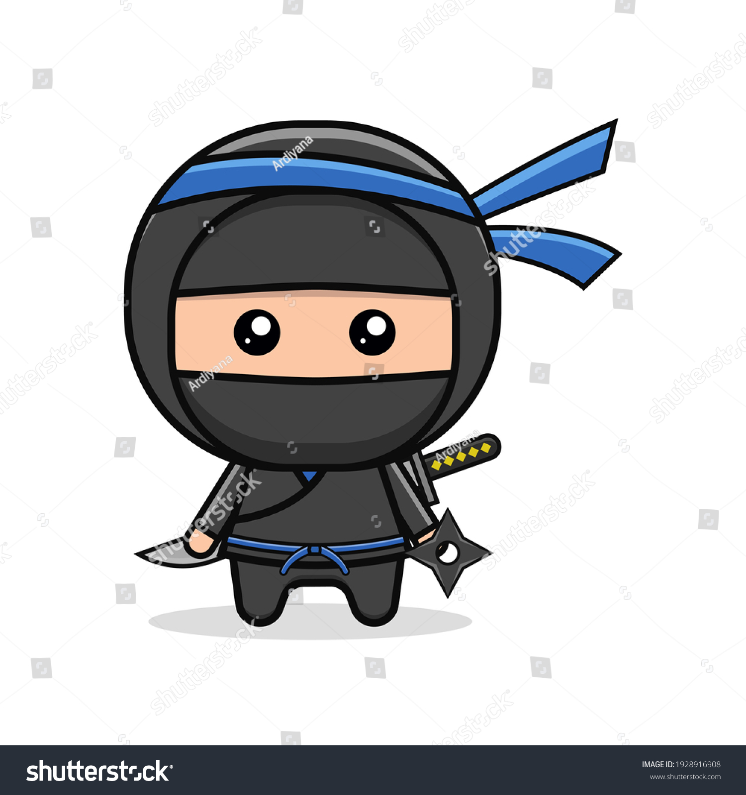 Kawaii Illustration Ninja Vector Graphics Stock Vector (Royalty Free ...