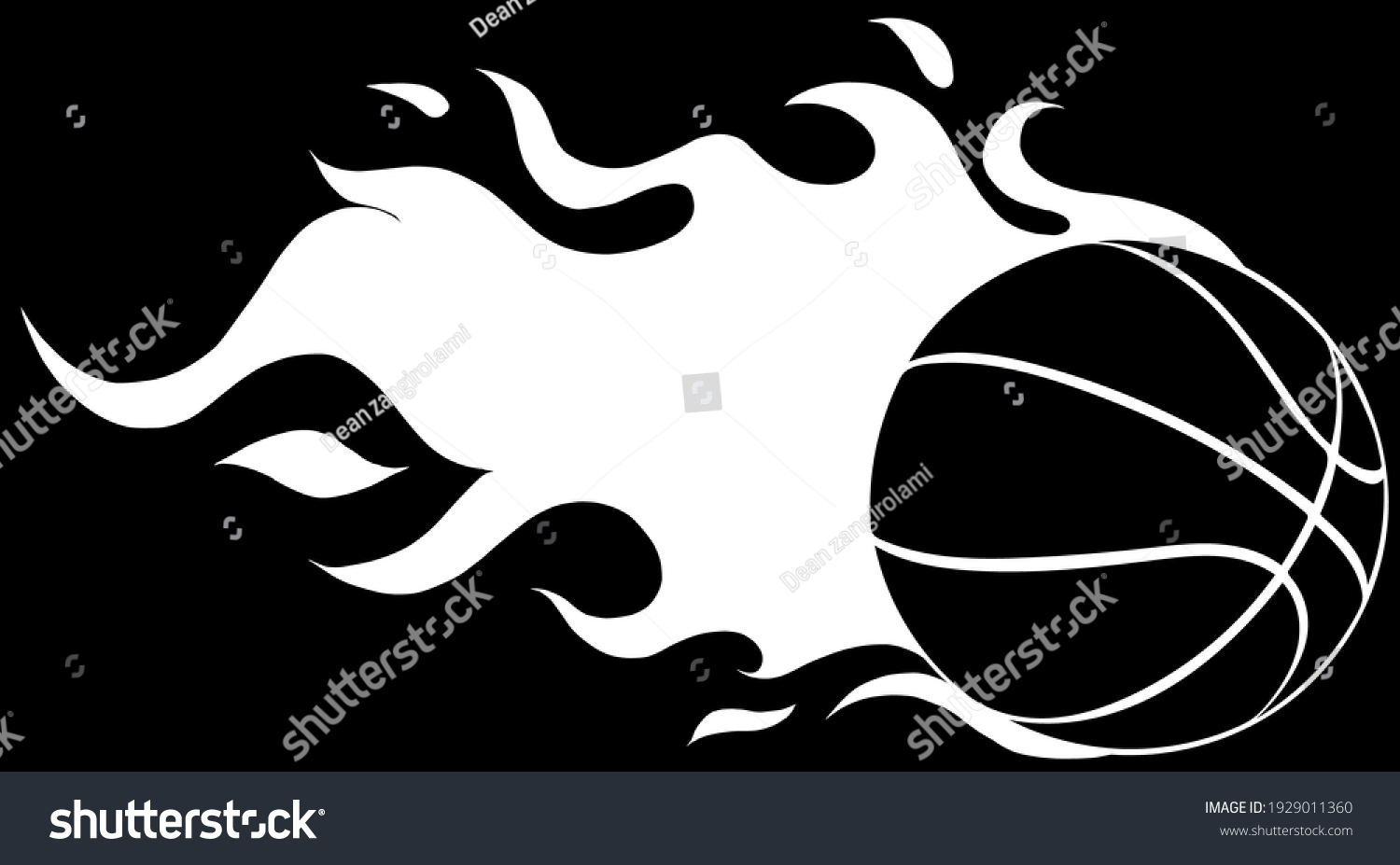 Silhouette Basketball Ball Flame Vector Illustration Stock Vector ...