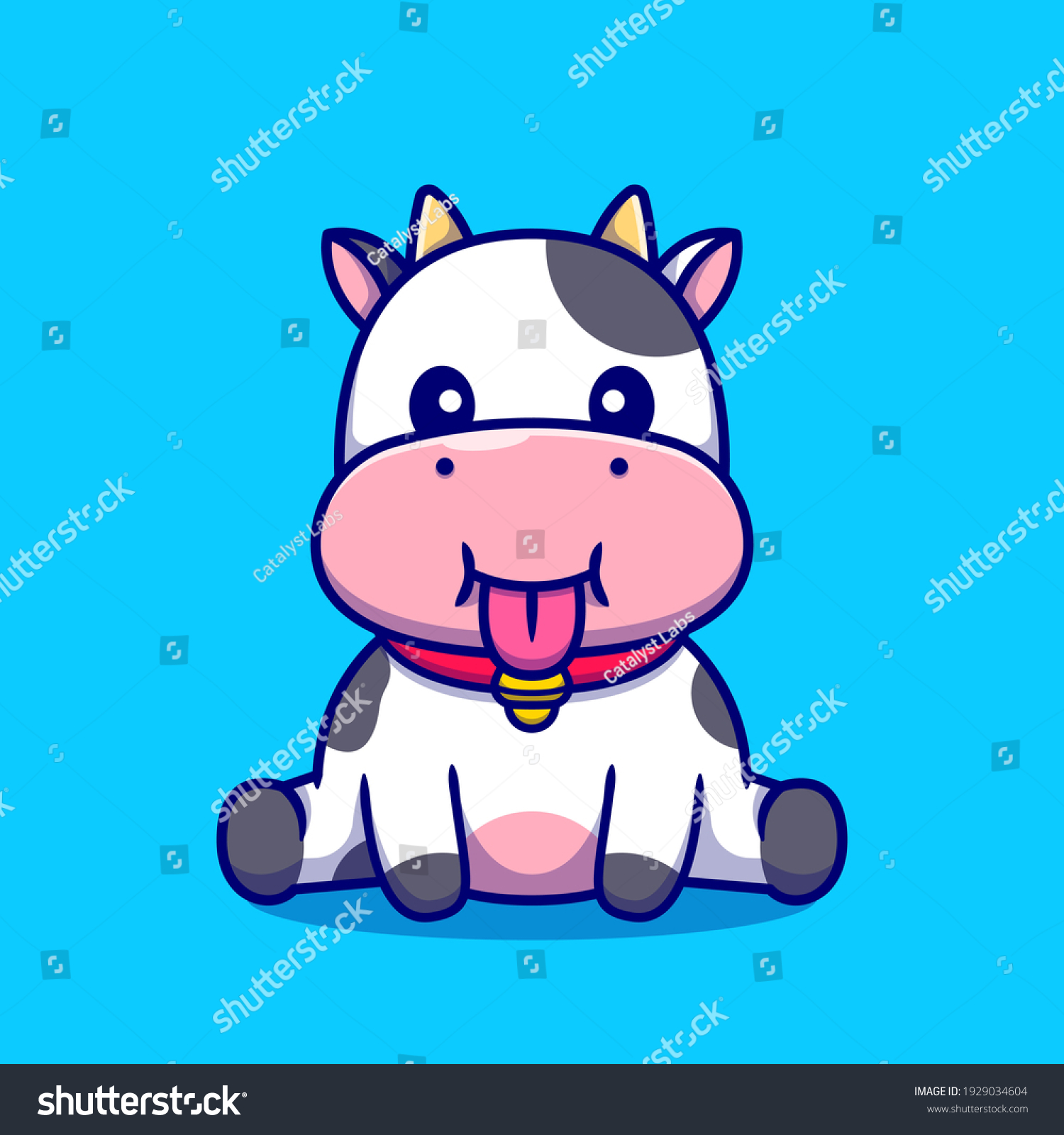 Cute Baby Cow Sitting Cartoon Vector Stock Vector (Royalty Free ...