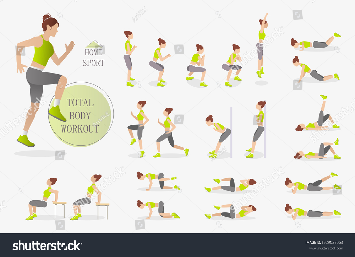 Full Body Workout Total Body Training Stock Vector (Royalty Free ...