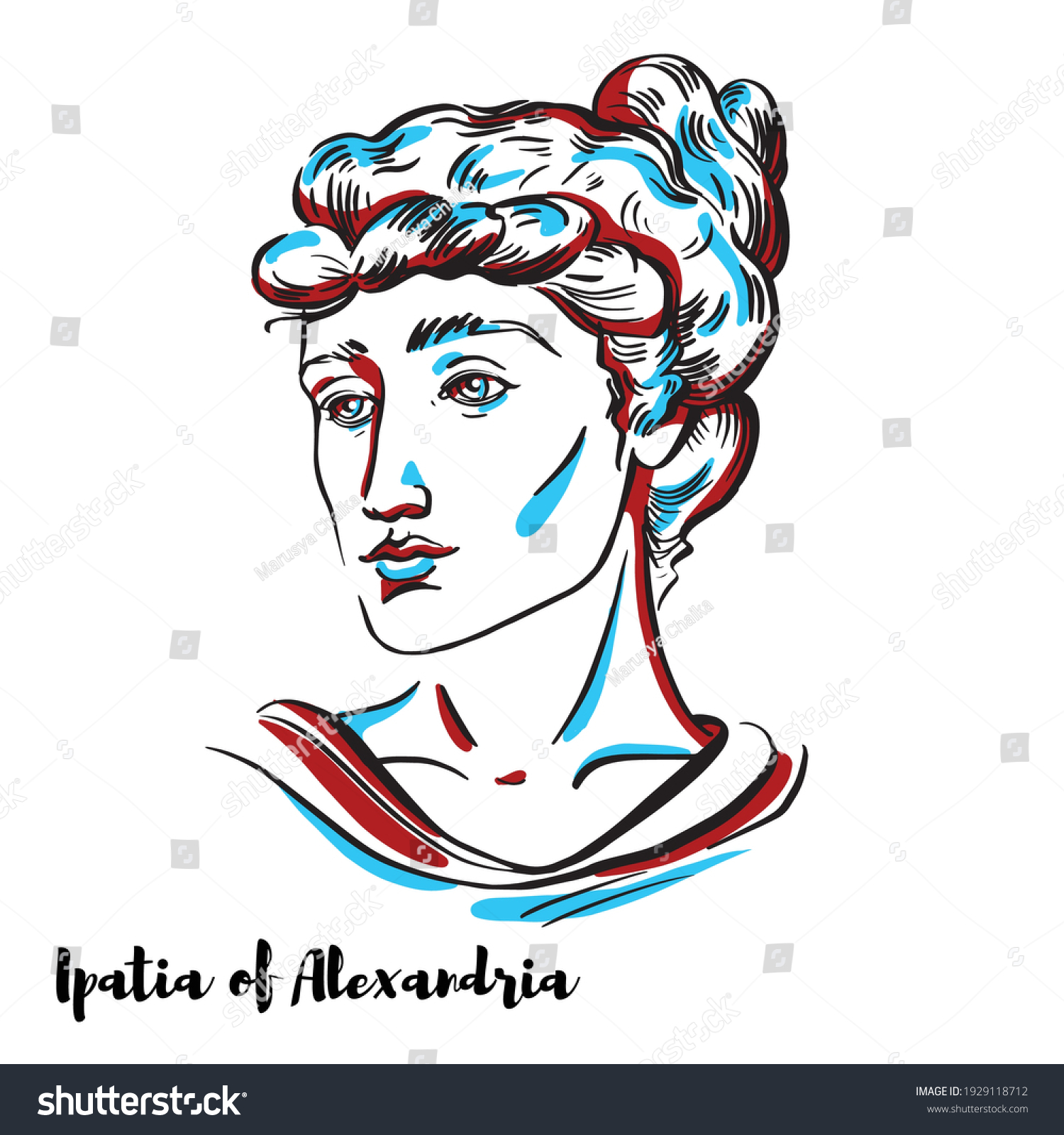 Ipatia Alexandria Engraved Vector Portrait Ink Stock Vector (Royalty ...