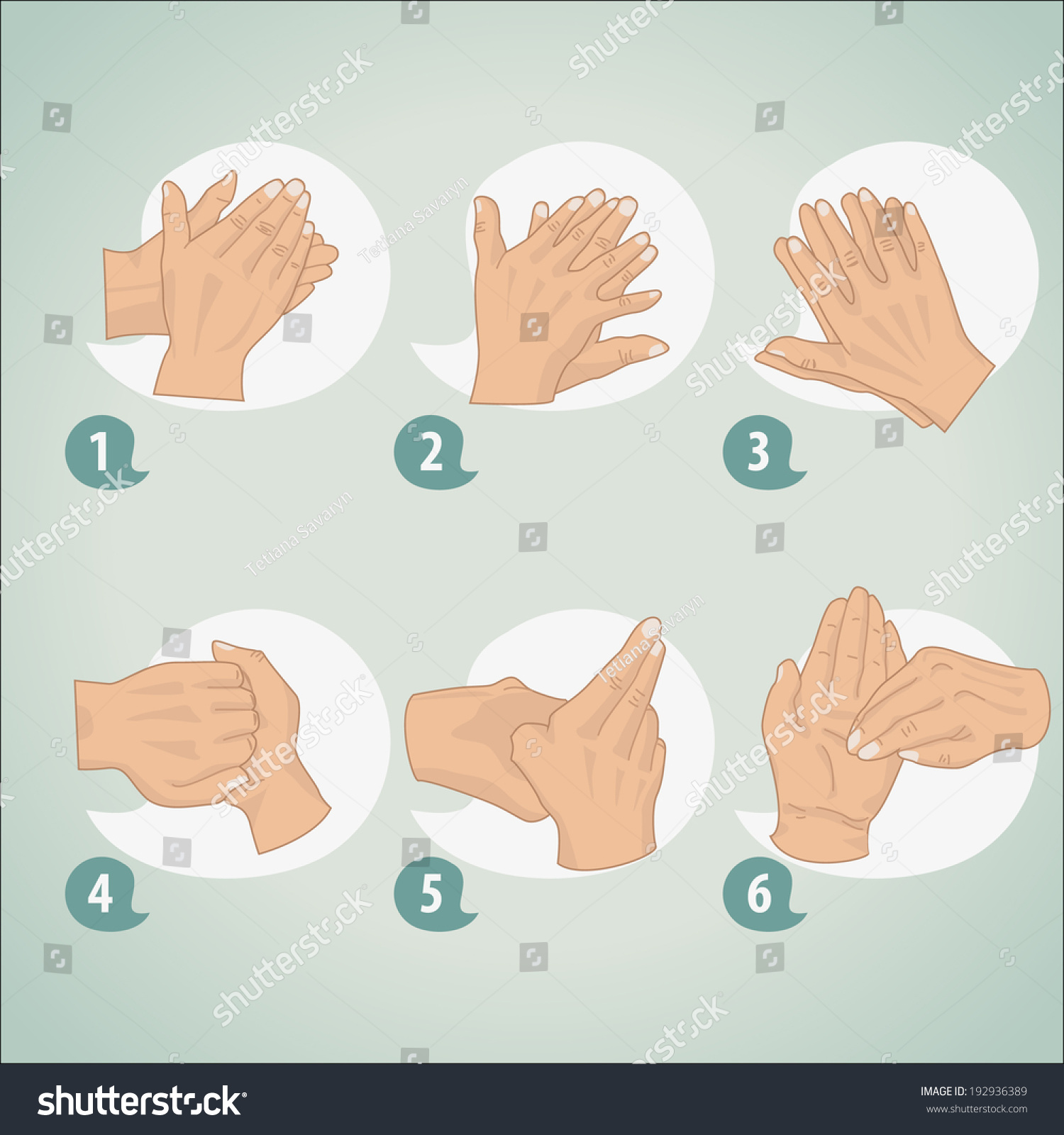 Hand Washing Procedure Stock Vector Royalty Free 192936389 Shutterstock Hand Washing Procedure Stock Vector Royalty Free 192936389 Shutterstock
