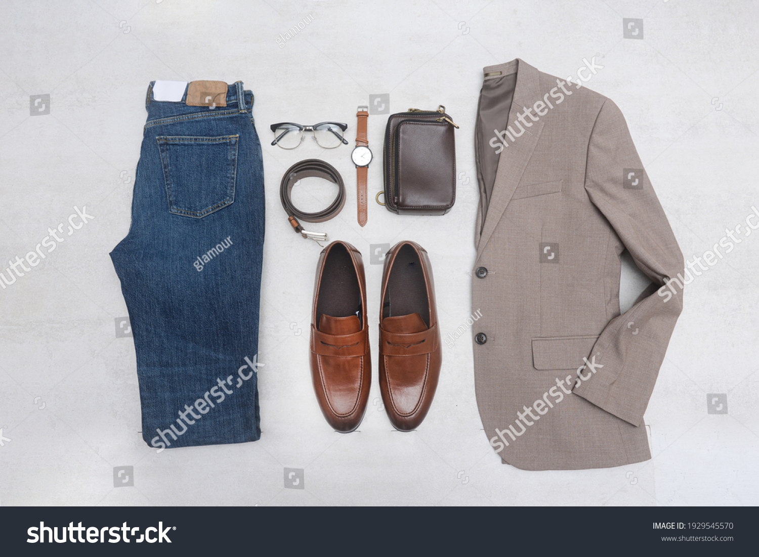 Top View Suit Clothes Accessories On Stock Photo 1929545570 | Shutterstock