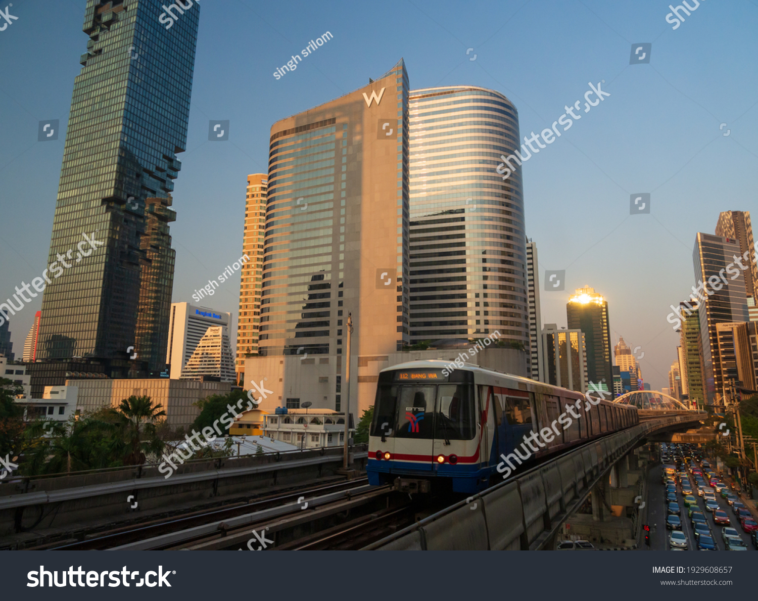 Bangkok Thaialnd21apl2021front View Skytrain Bts Running Stock Photo Bangkok Thaialnd21apl2021front View Skytrain Bts Running Stock Photo