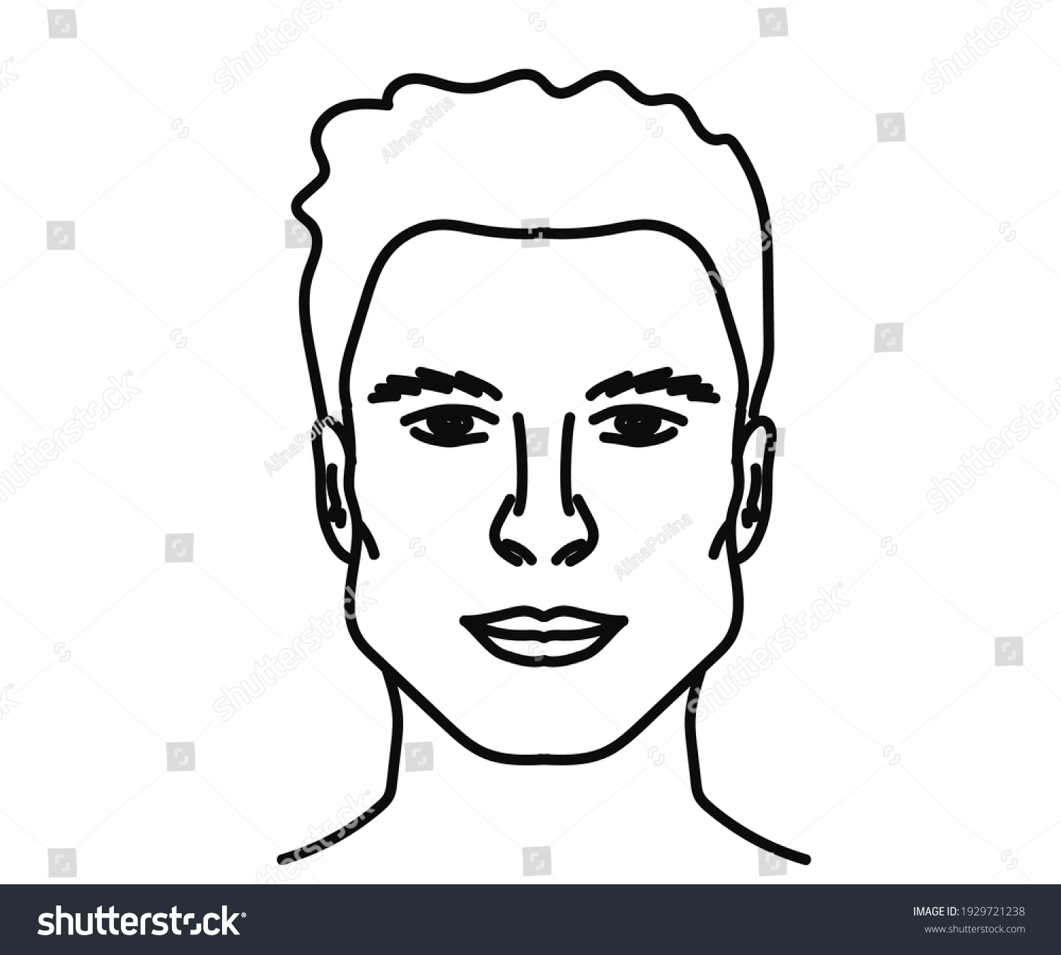 Male Face On White Background Beautiful Stock Vector (Royalty Free ...