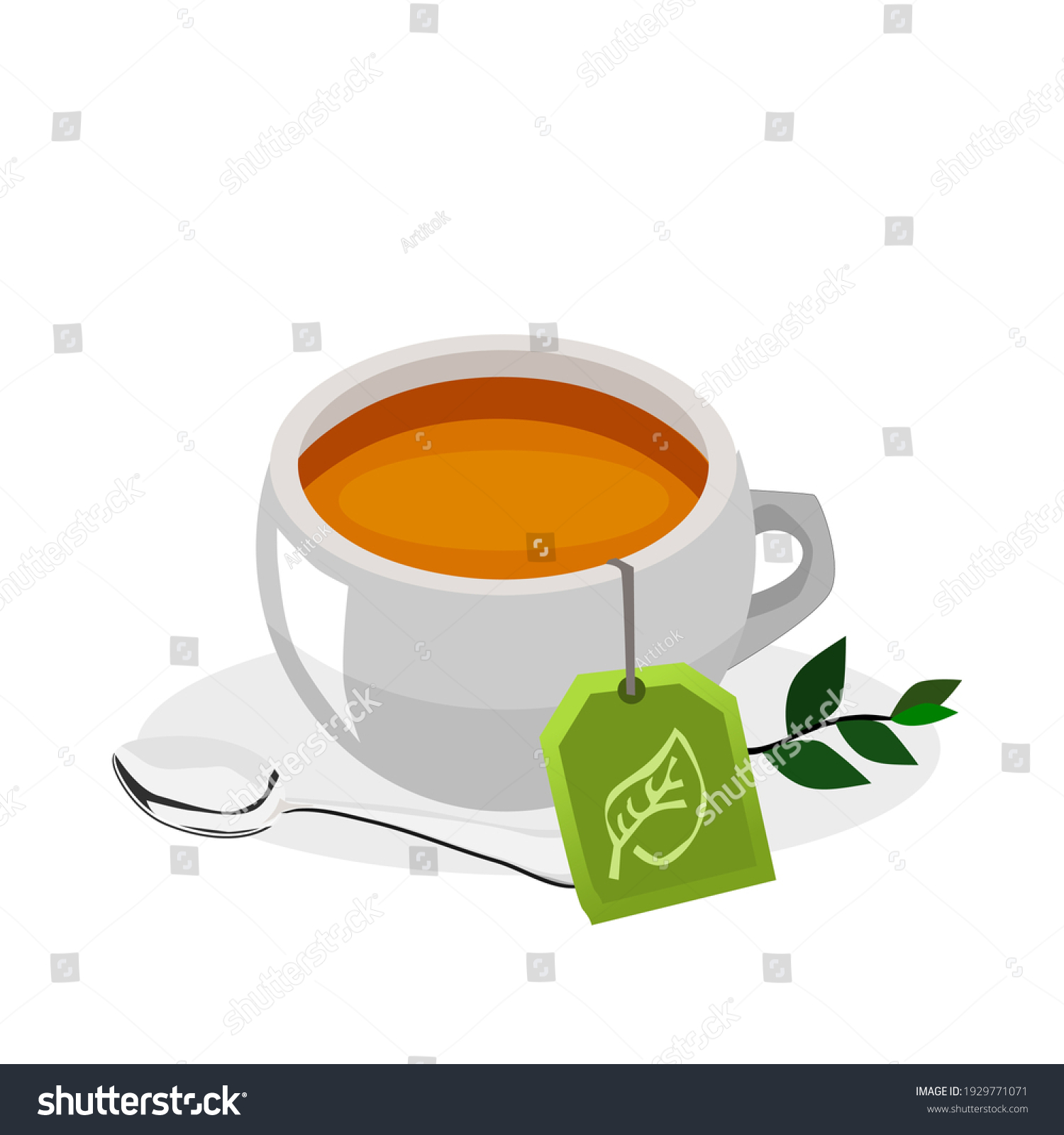 White Tea Cup Tea Sachet Coming Stock Vector (Royalty Free) 1929771071 ...