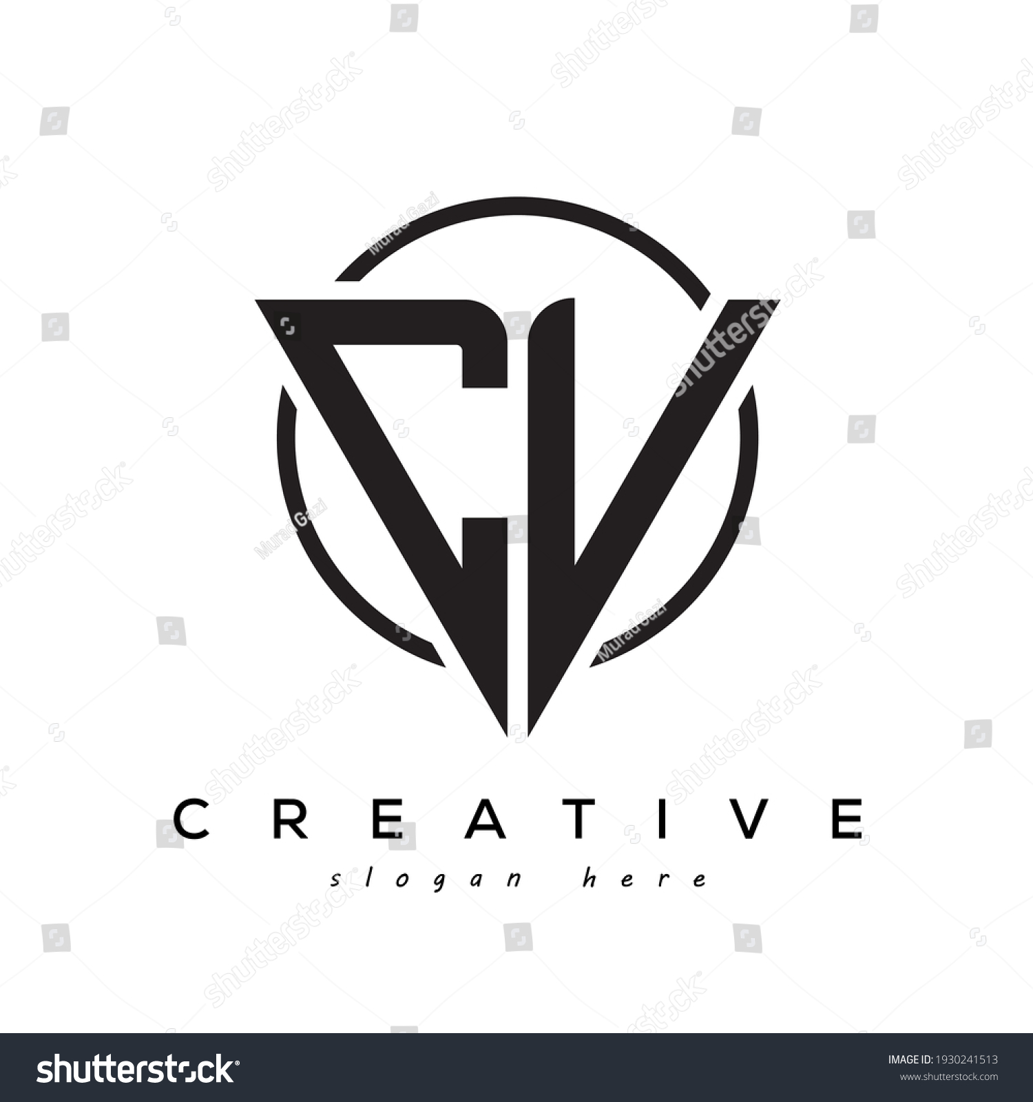 Cv Creative Letter Logo Gaming Look Stock Vector (Royalty Free ...