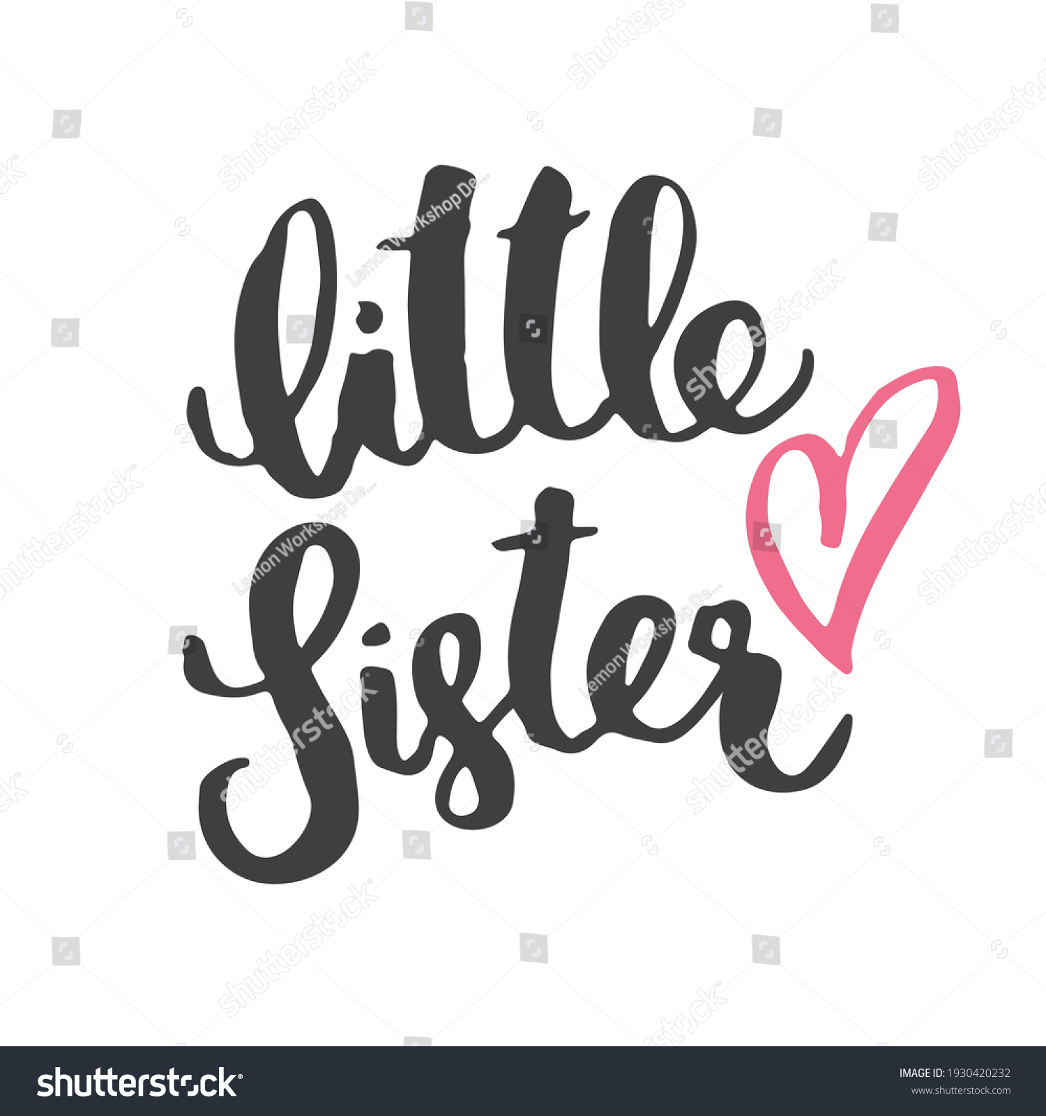 Sister Calligraphic Lettering Sign Child Nursery Stock Vector (Royalty ...