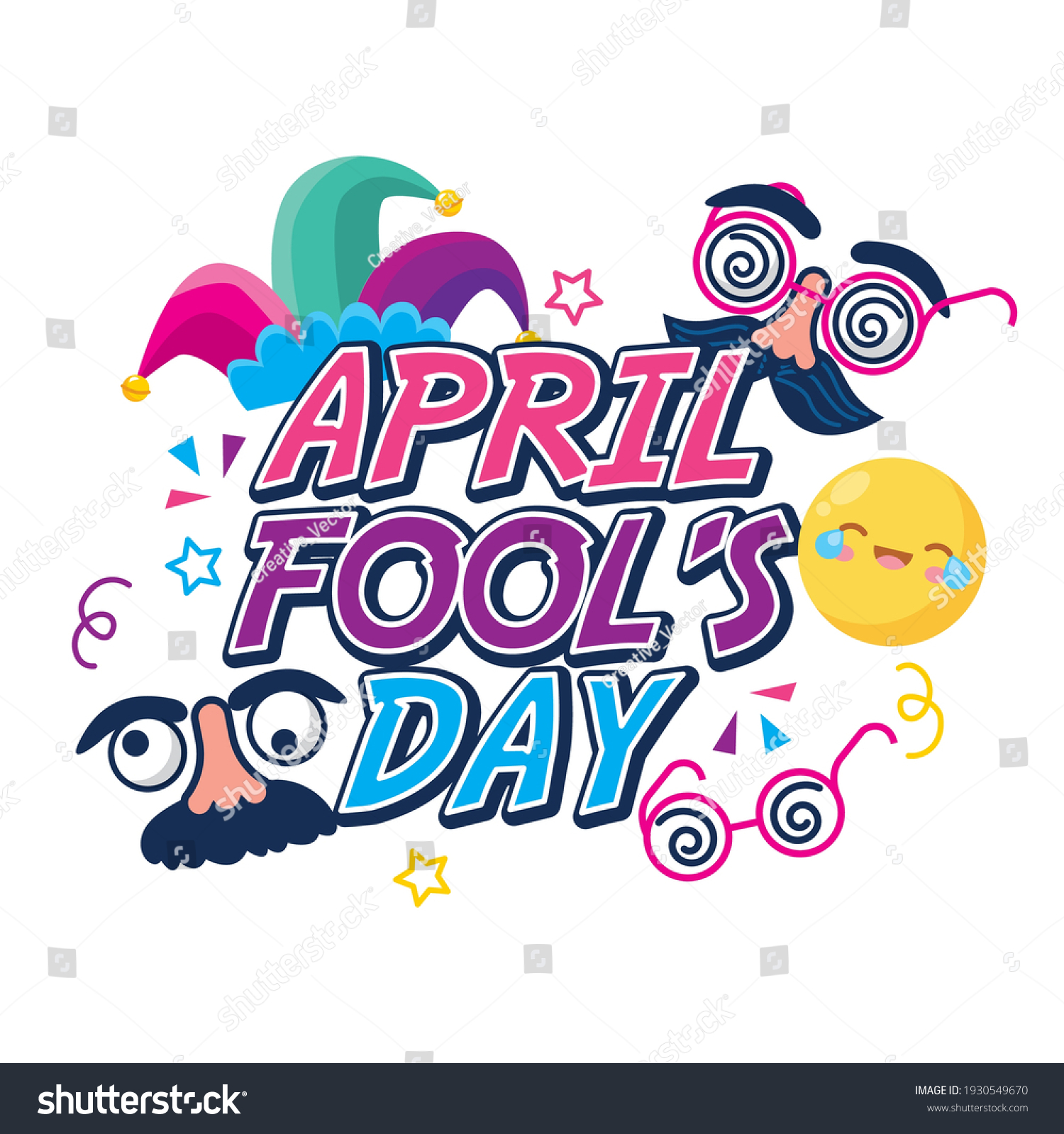 April Fools Day Emojis Comic Face Stock Vector (Royalty Free ...