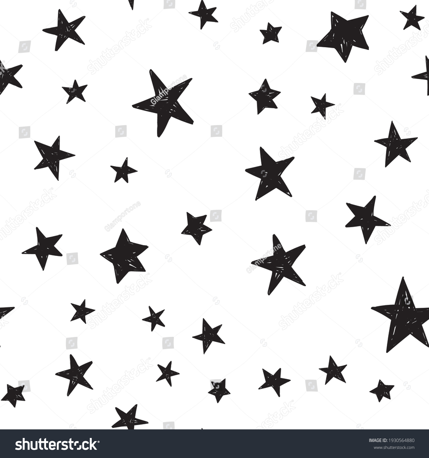 Star Doodles Pattern Seamless Background Stars Stock Vector (royalty 