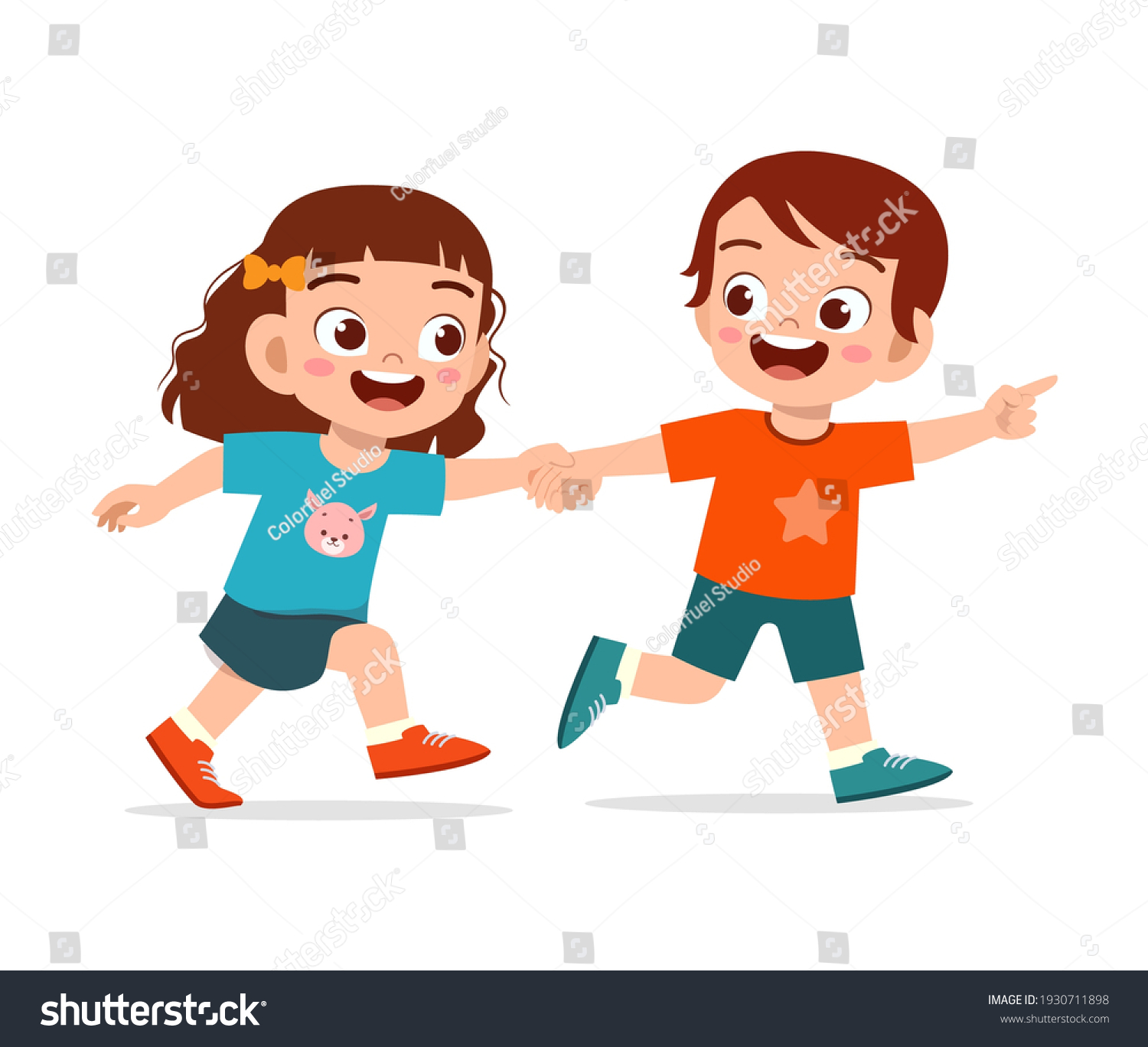 Cute Little Kid Boy Girl Holding Stock Vector (royalty Free) 1930711898 