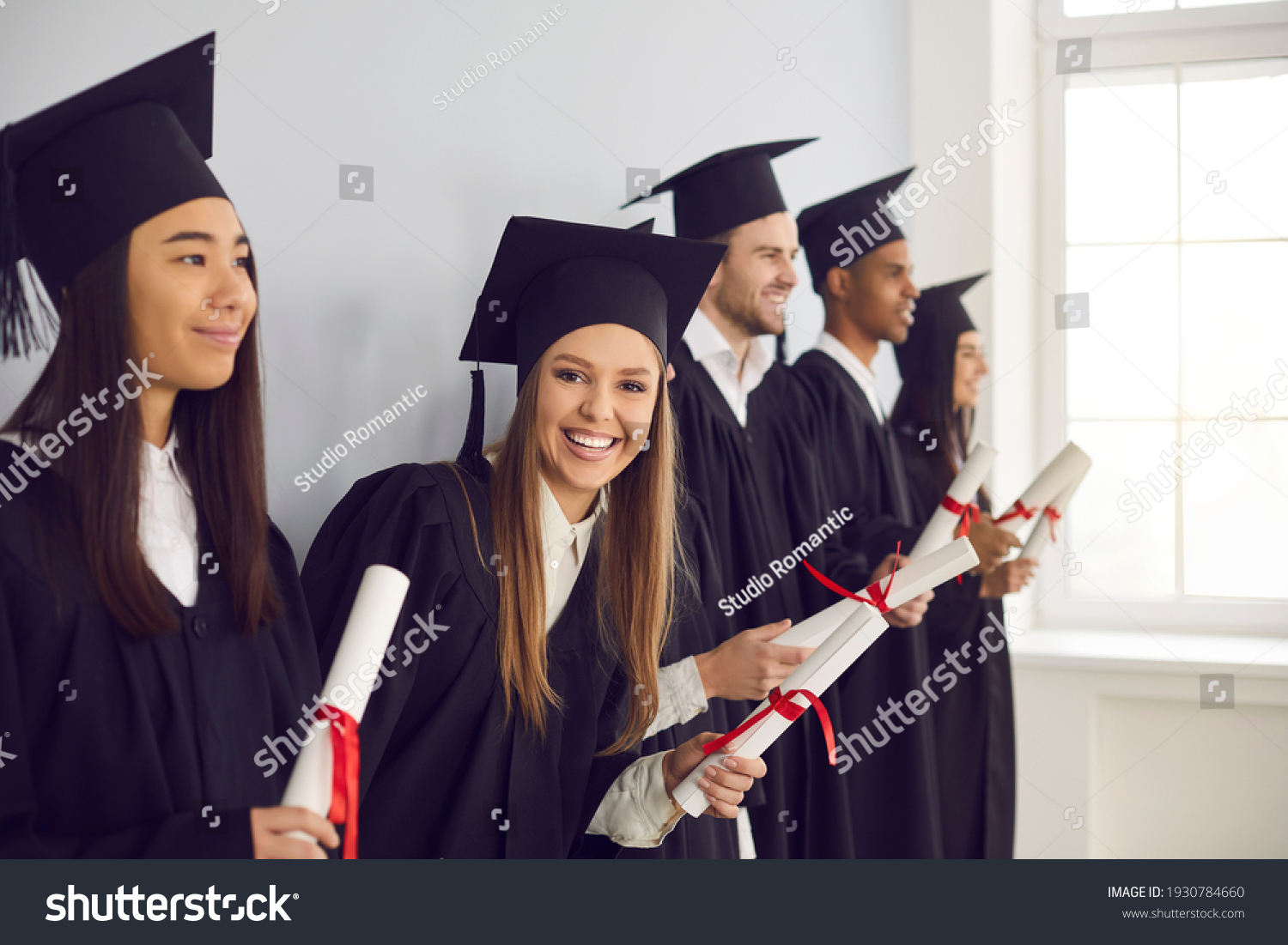 Group Multiethnic People Celebrate Graduation Happy Stock Photo 