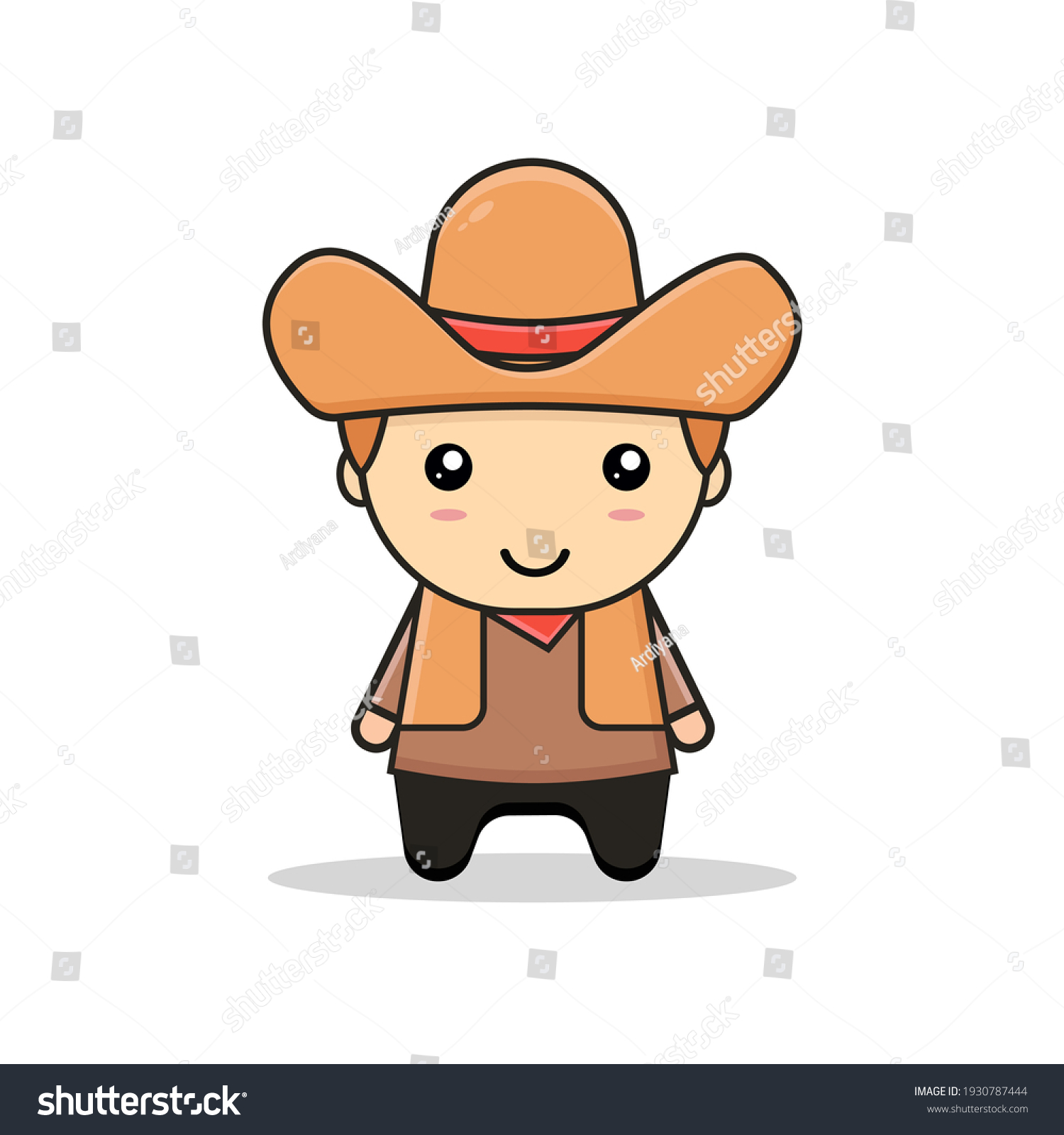 Kawaii Illustration Cowboy Vector Graphics Stock Vector (Royalty Free ...