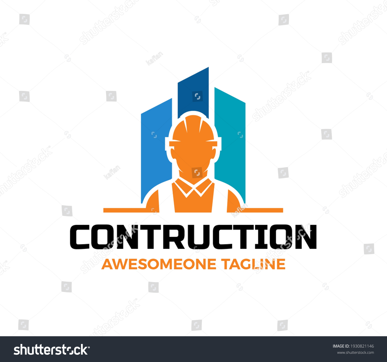 Worker Contraction Logo Design Vector Illustration Stock Vector 