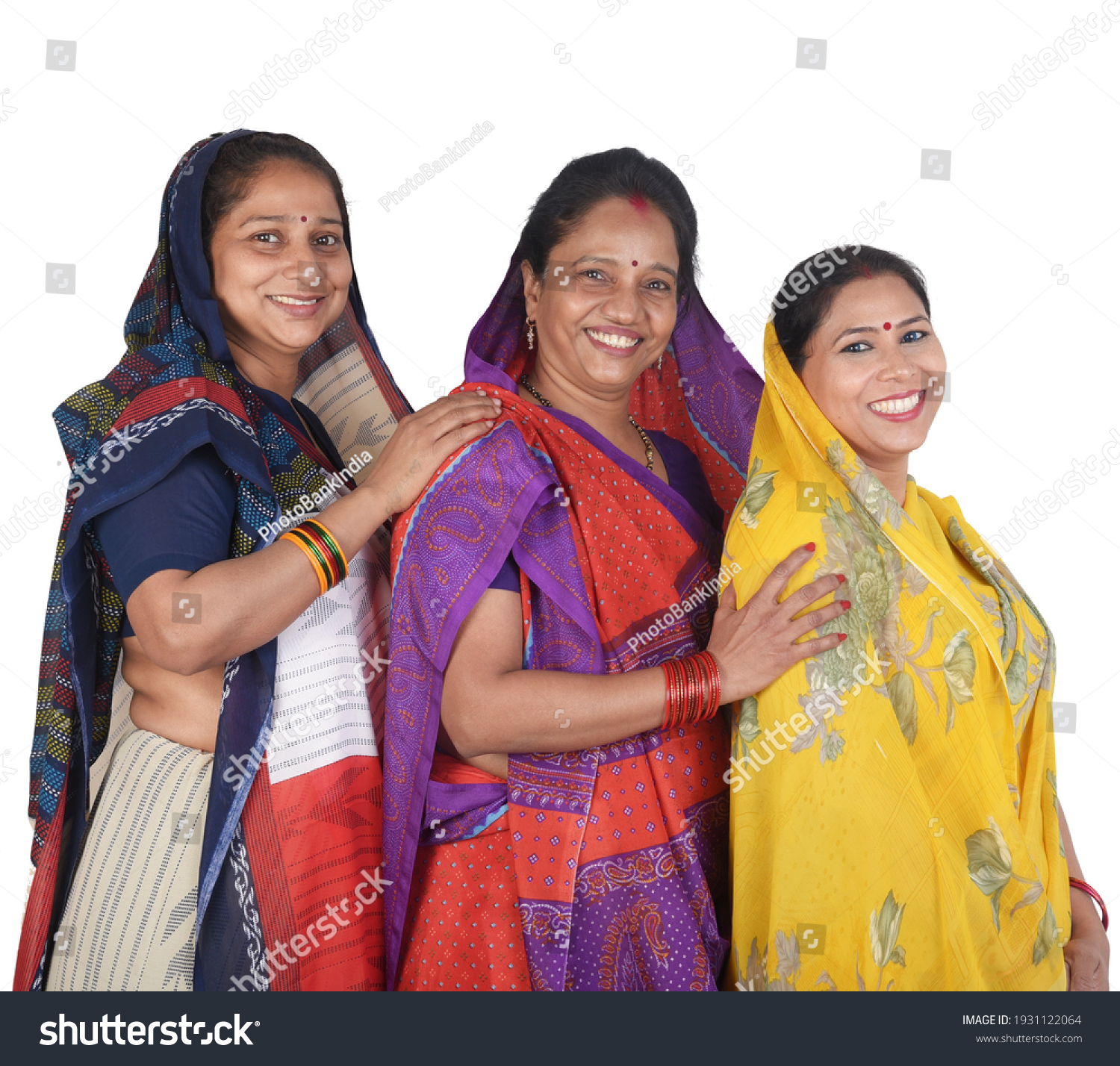 Three Rural Indian Women Posing Together Stock Photo Shutterstock