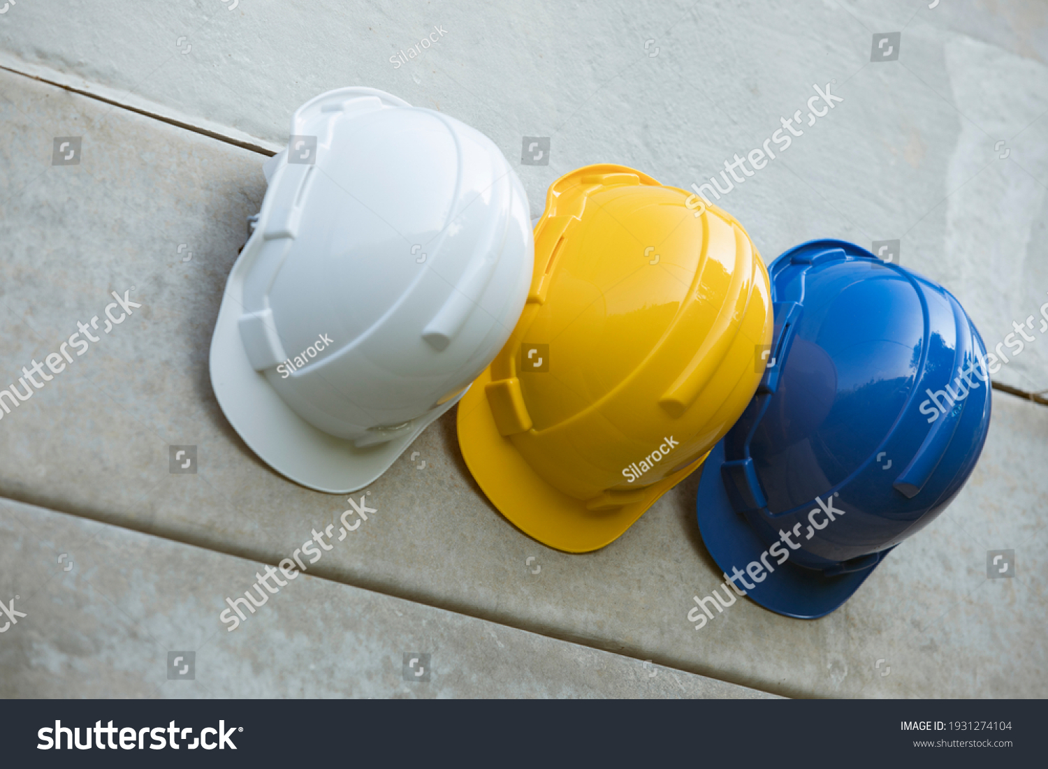 Safety Helmet Construction Work Multicolored Safety Stock Photo   Stock Photo Safety Helmet For Construction Work Multi Colored Safety Helmets In Construction Sites And 1931274104 