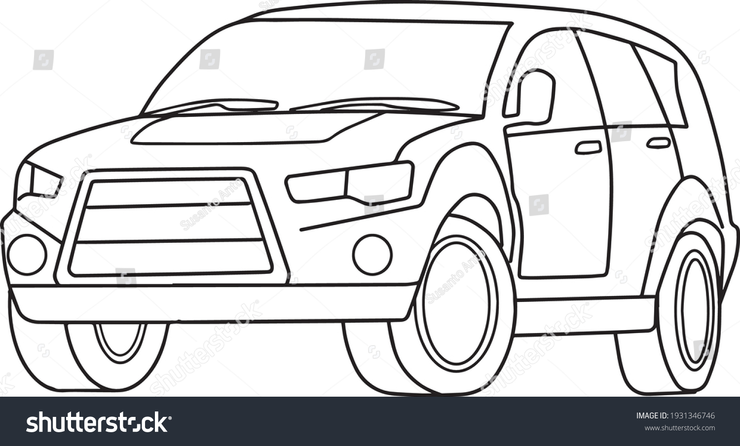 Car Line Vector Illustration Coloring Book Stock Vector (Royalty Free