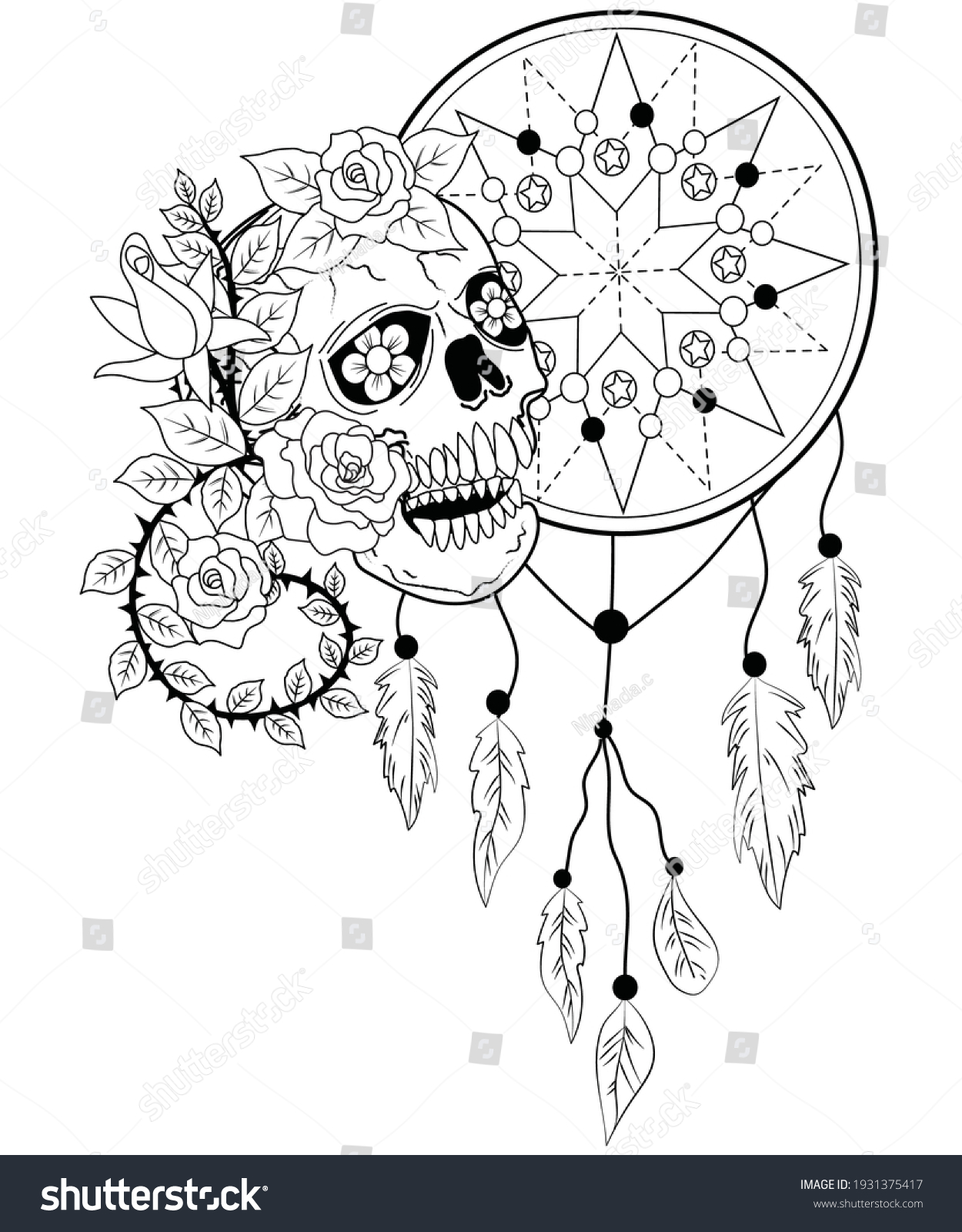 coloring pages of roses and skulls