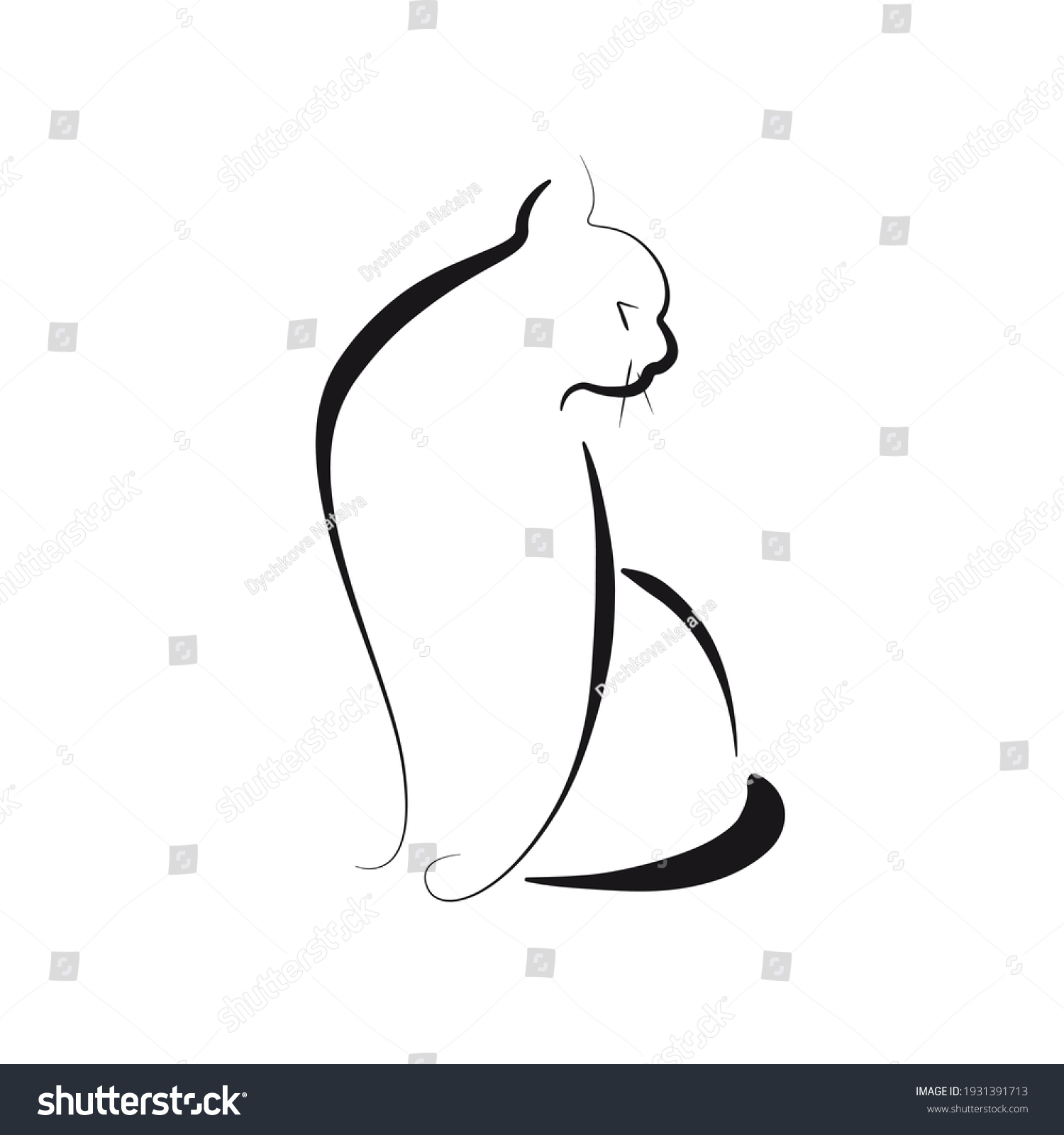 Cat Sitting Continuous Line Drawing Cat Stock Vector (Royalty Free ...