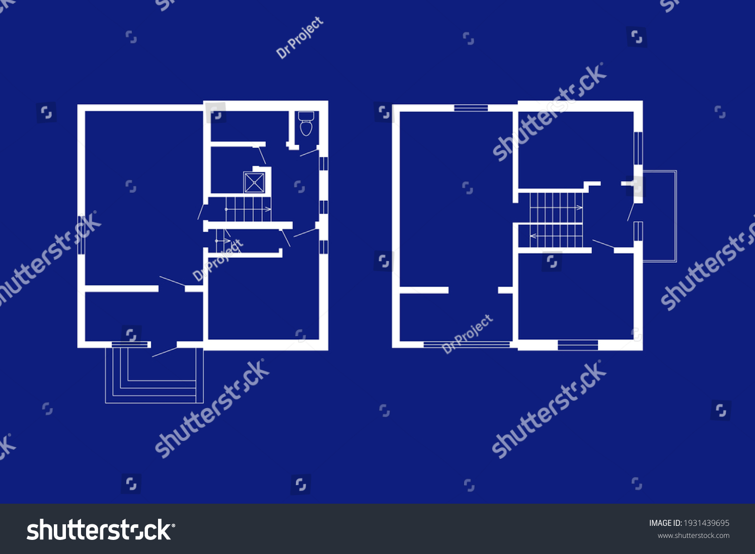 Blueprints Floor Plans Suburban House Vector Stock Vector (Royalty Free ...