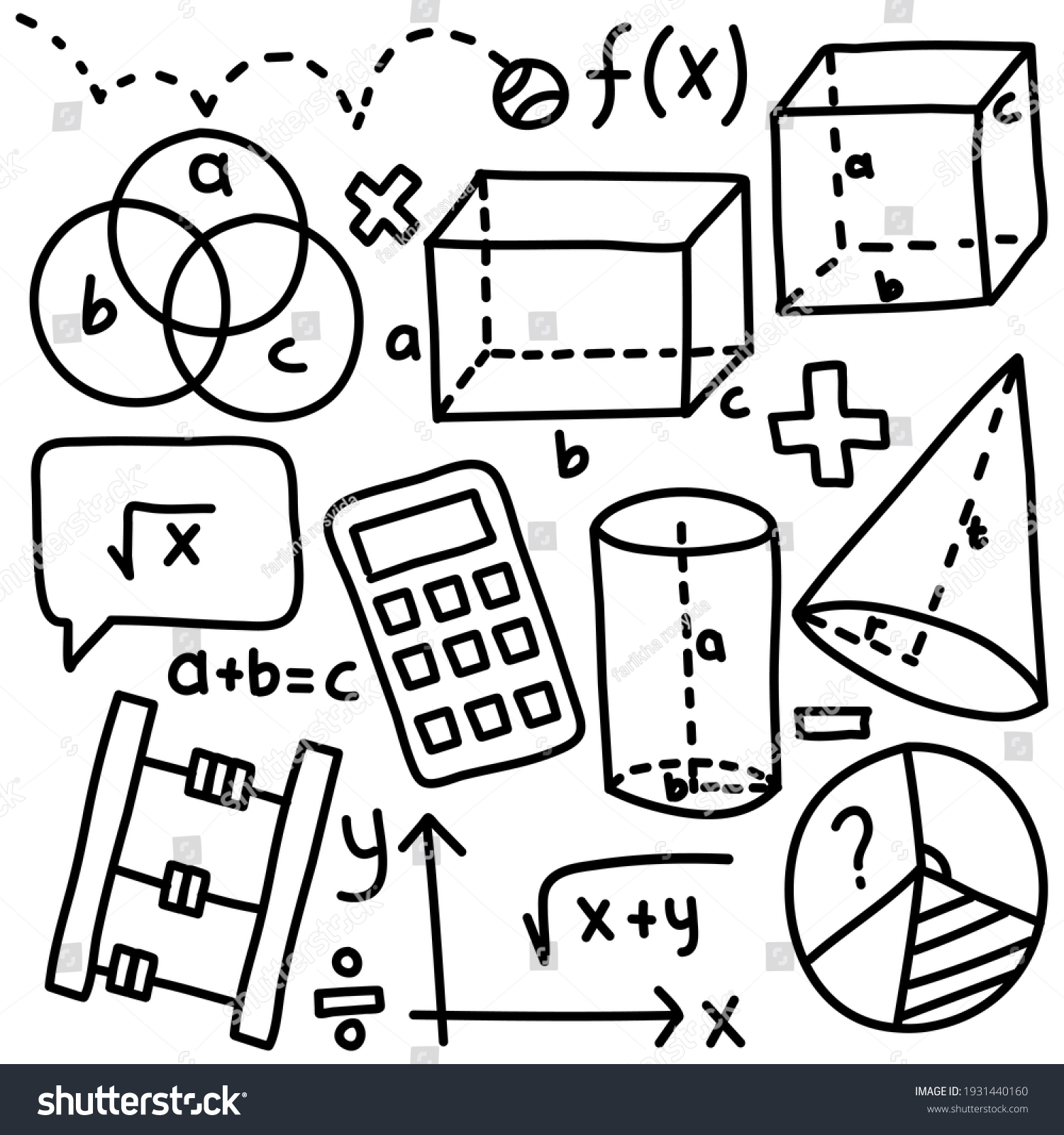 Mathematics Hand Draw Doodle Pack Stock Vector (Royalty Free ...