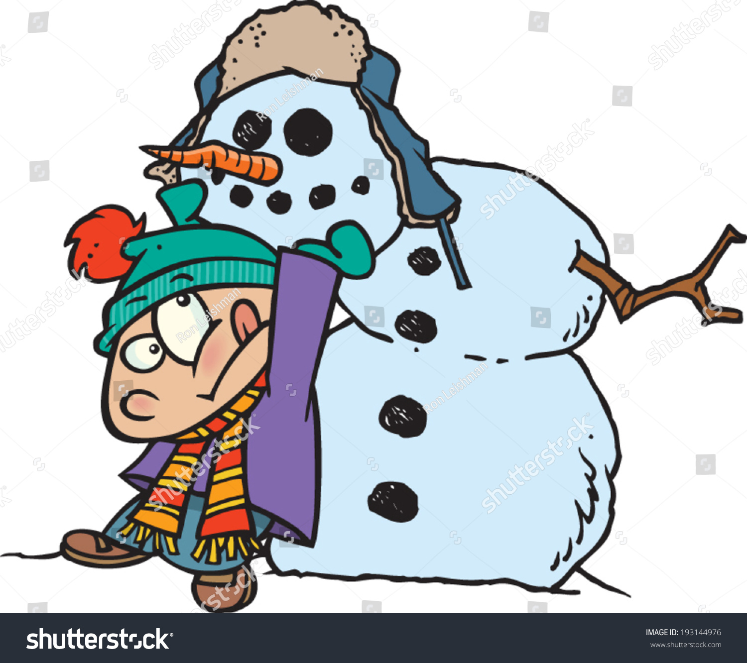 Cartoon Boy Trying Make Snowman Stock Vector (Royalty Free) 193144976 ...